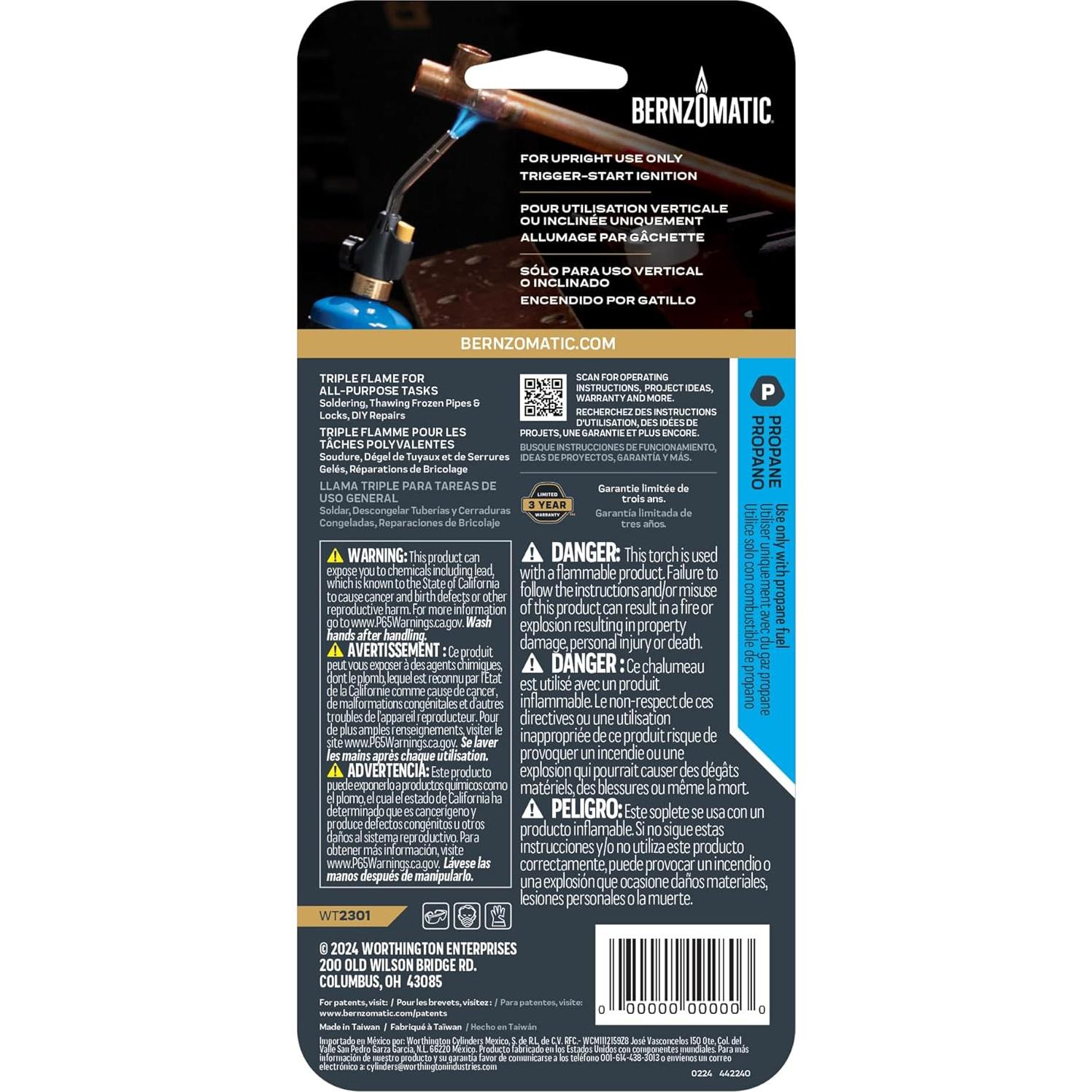 Antorcha de Propano Bernzomatic 2301 con Encendido por Gatillo