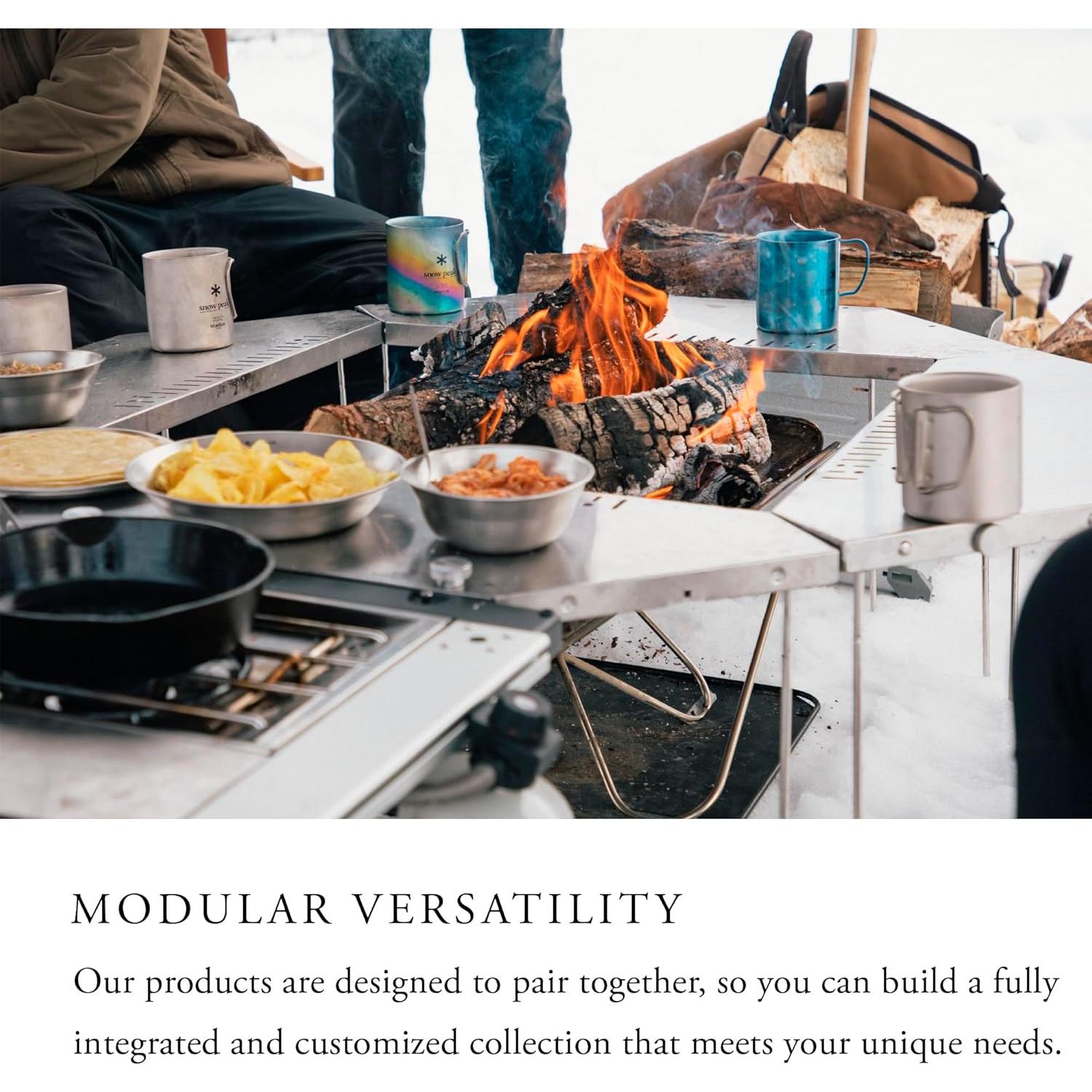 Parrilla y Fogón Plegable Snow Peak Takibi, Acero Inoxidable, 5 Piezas