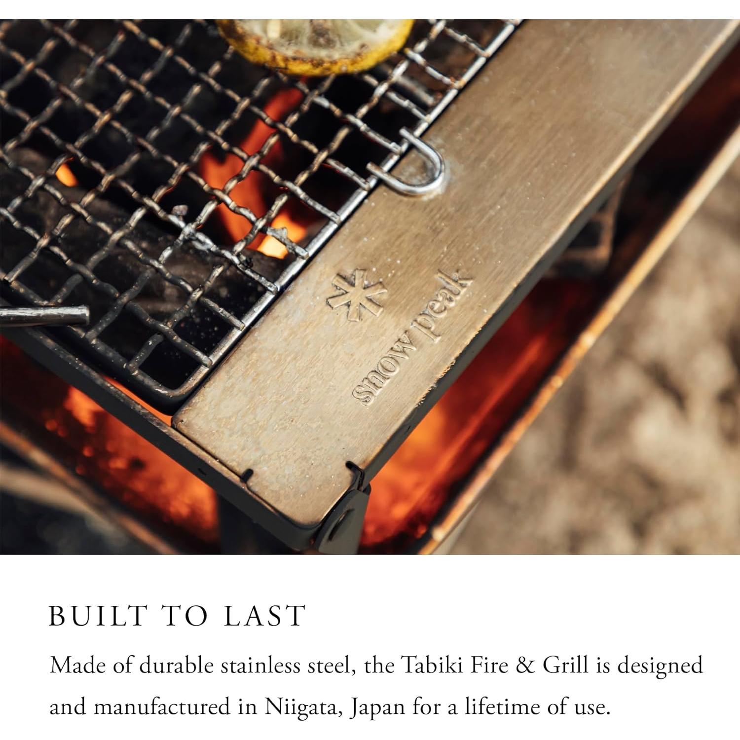 Parrilla y Fogón Plegable Snow Peak Takibi, Acero Inoxidable, 5 Piezas