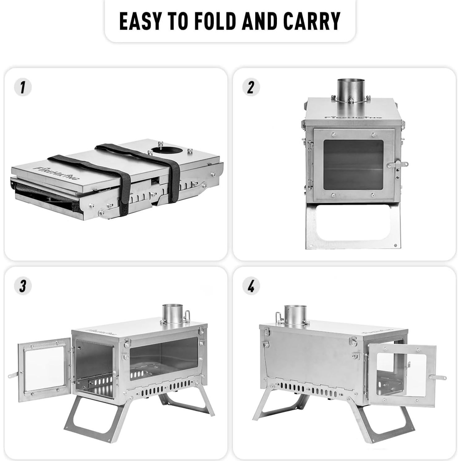 FireHiking Ultralight Wood Stove (2nd Gen) LANK Max Camping Titanium Tent Stove Thickened TA1 Anti-deformation Folding Portable Wood Burning Stove