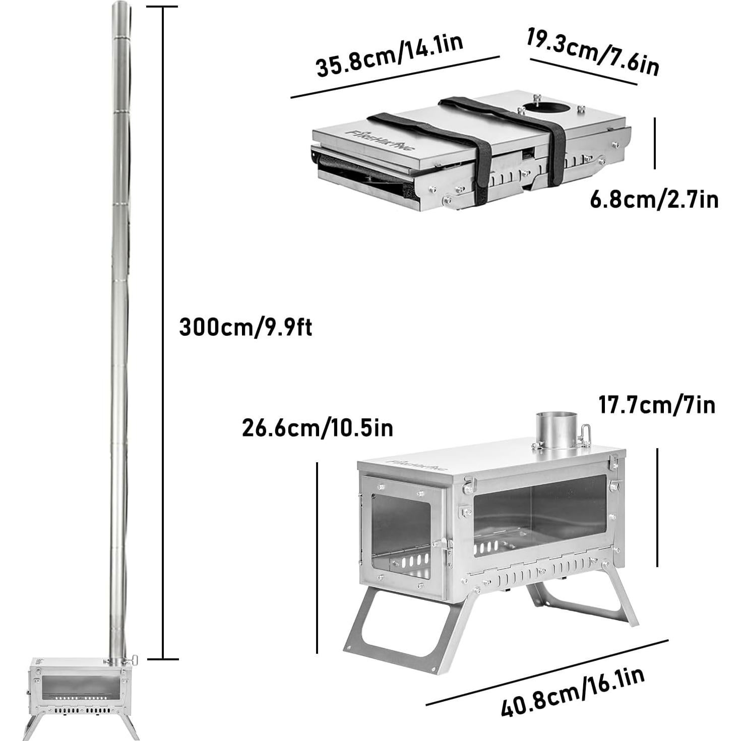 FireHiking Ultralight Wood Stove (2nd Gen) LANK Max Camping Titanium Tent Stove Thickened TA1 Anti-deformation Folding Portable Wood Burning Stove