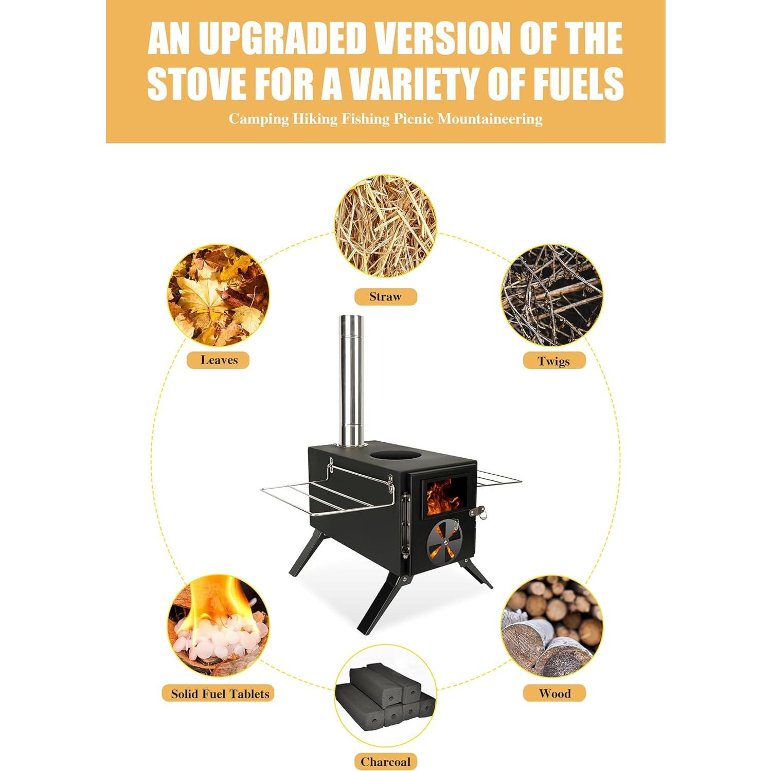 Estufa de Camping LAMA de Leña Acero Inoxidable 304 Portátil