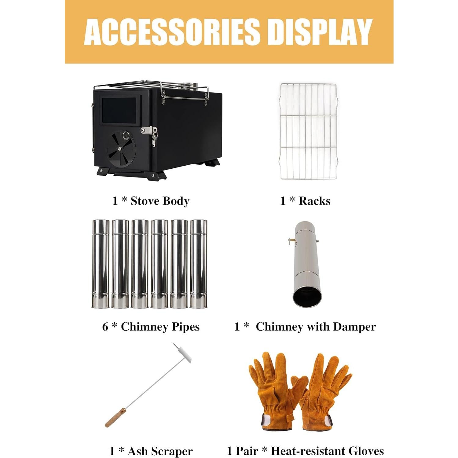 Estufa de Camping LAMA de Leña Acero Inoxidable 304 Portátil