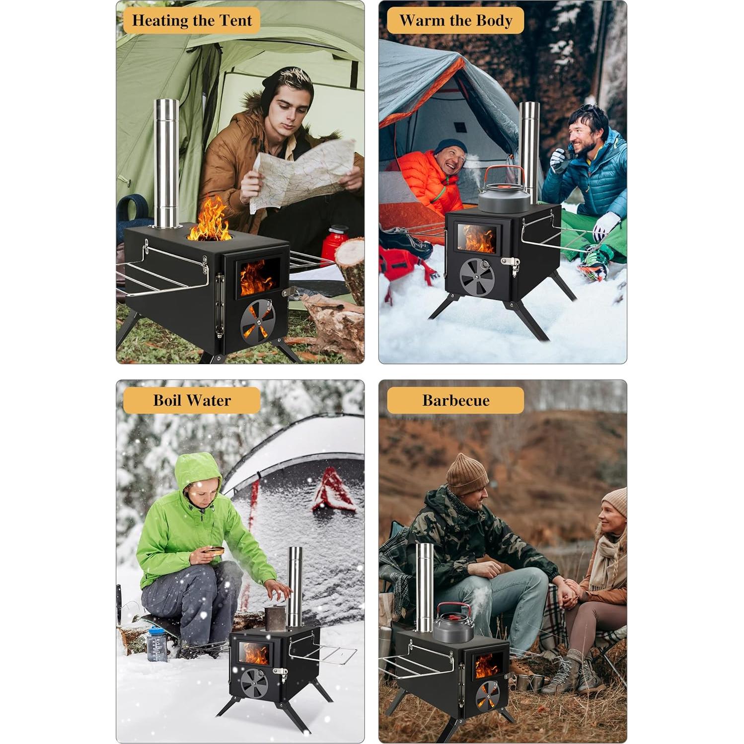 Estufa de Camping LAMA de Leña Acero Inoxidable 304 Portátil