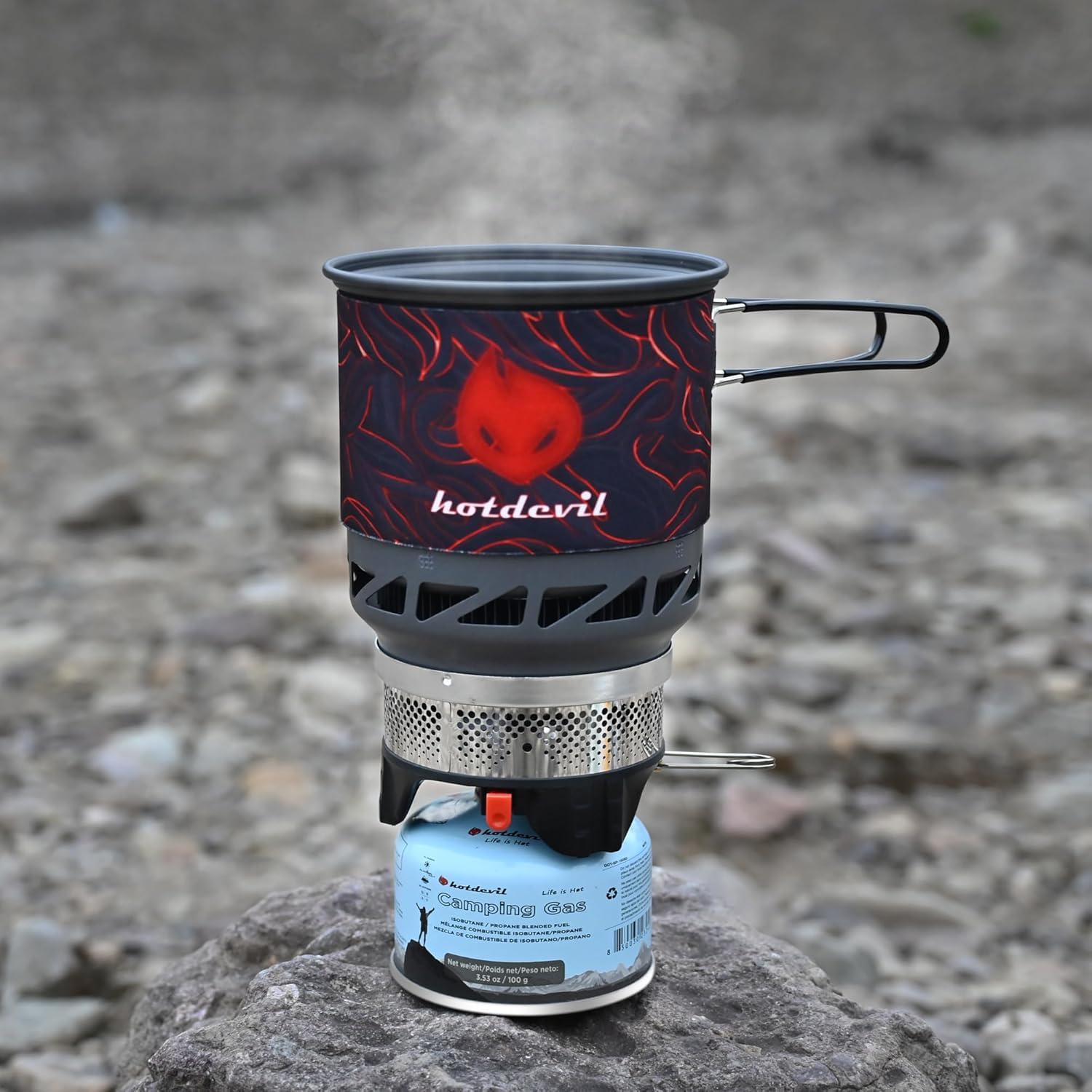 Estufa de Camping Hotdevil HD-SS-5120-1 con Olla 0.75L