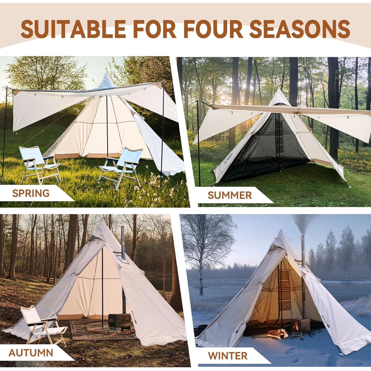 Tienda Caliente Zoring Tipi 4 Estaciones 3-4 Personas 2.5m