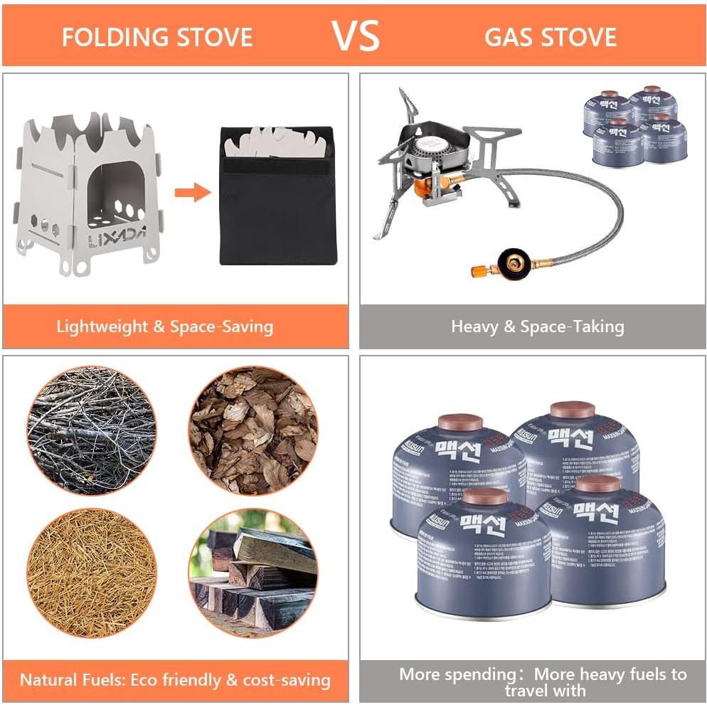 Estufa de Camping Lixada Plegable de Titanio 0.07kg
