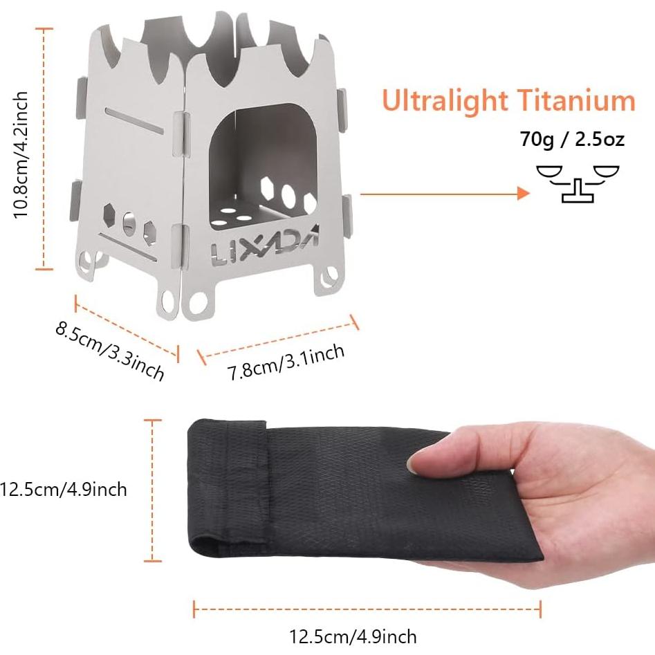 Estufa de Camping Lixada Plegable de Titanio 0.07kg