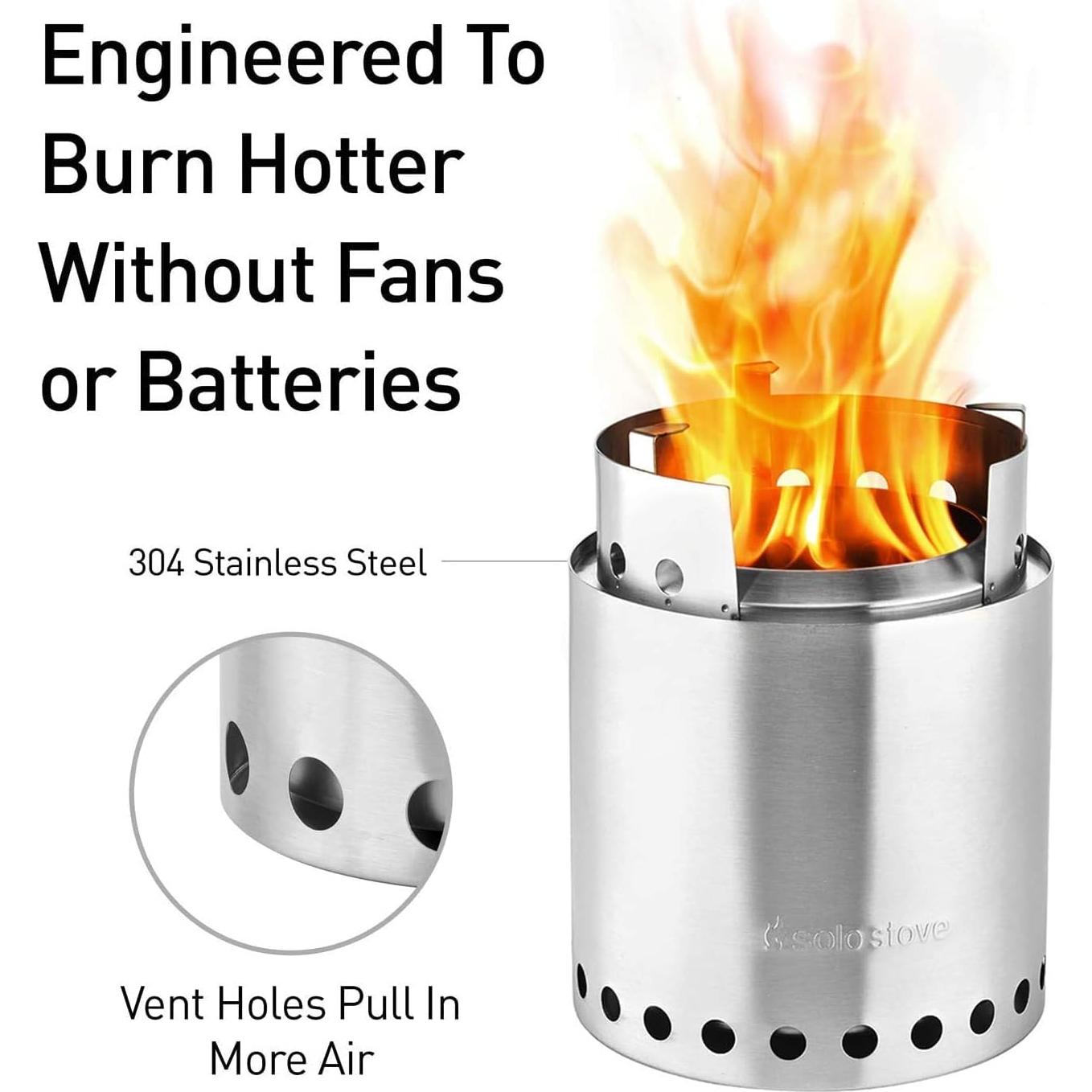 Solo Stove Campfire Camping Stove Portable Stove for Backpacking Outdoor Cooking Great Stainless Steel Camping Backpacking Stove Compact Wood Stove Design-No Batteries or Liquid Fuel Canisters Needed