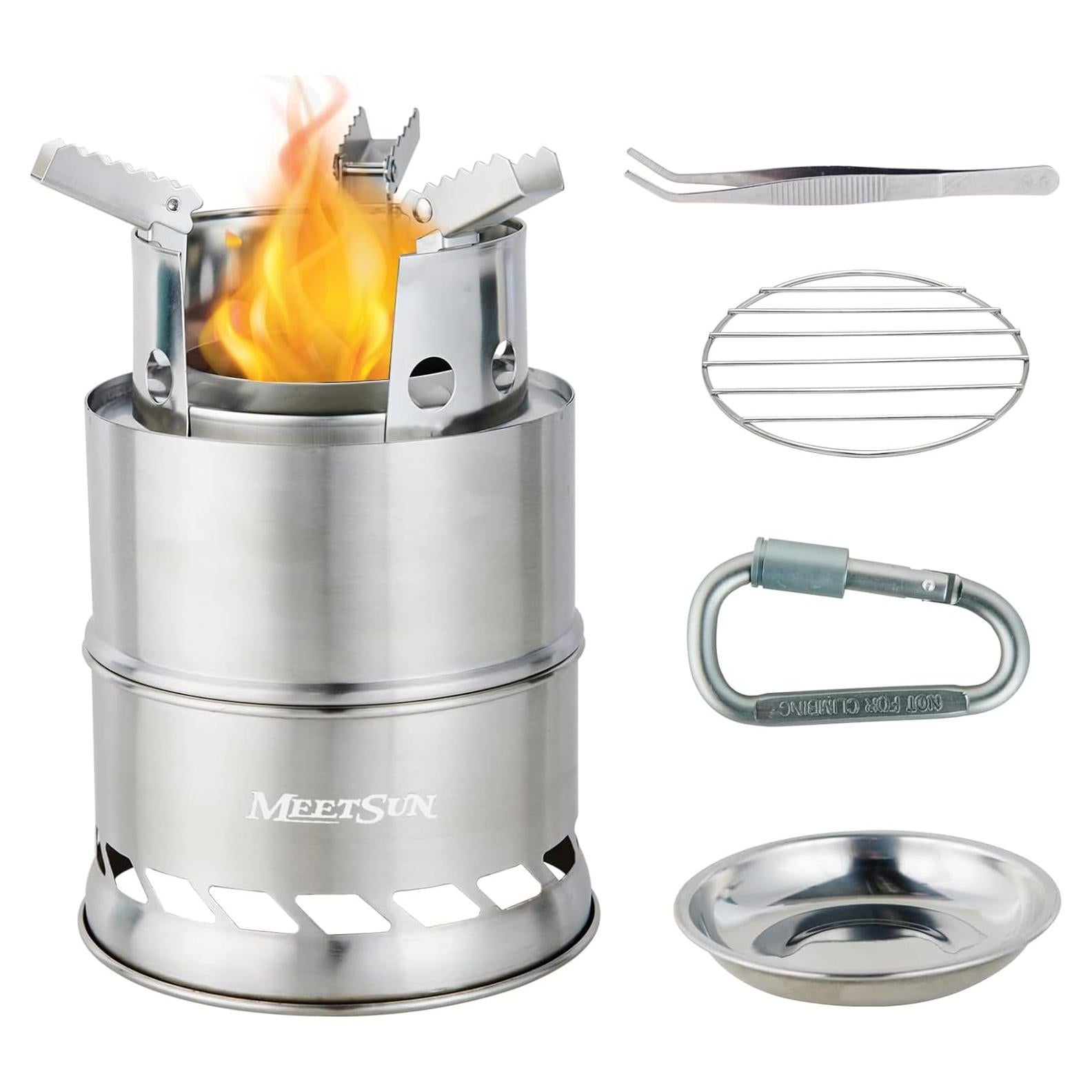 Estufa de Camping MEETSUN Mini de Leña Plegable 0.64kg