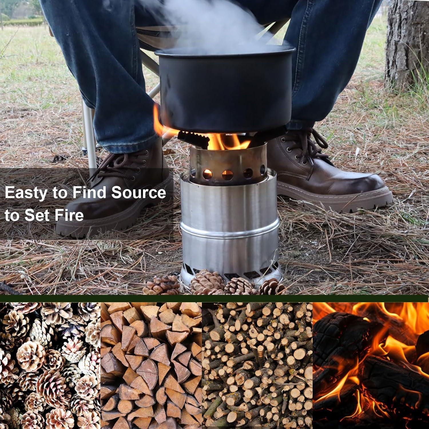 Estufa de Camping MEETSUN Mini de Leña Plegable 0.64kg