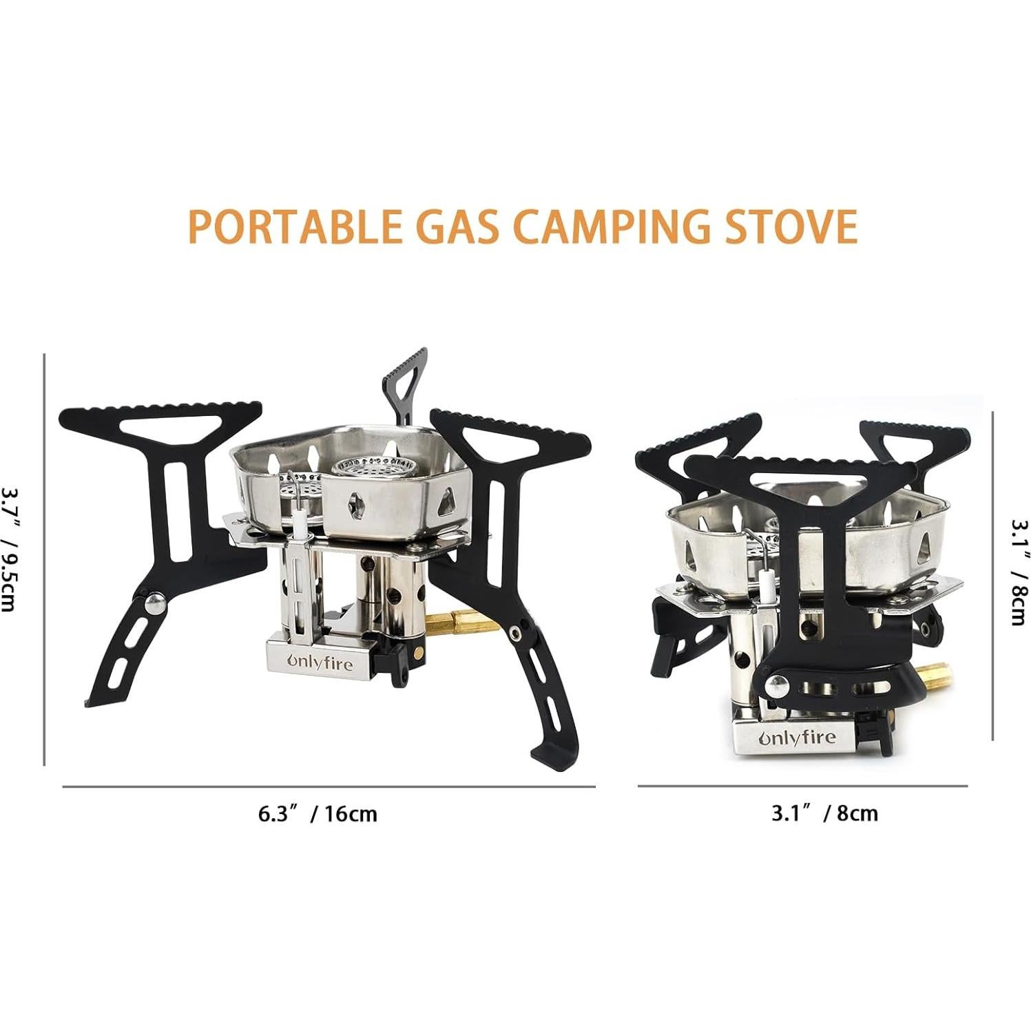 Estufa de Camping Portátil ONLYFIRE GS334, 6800W, 3 Combustibles