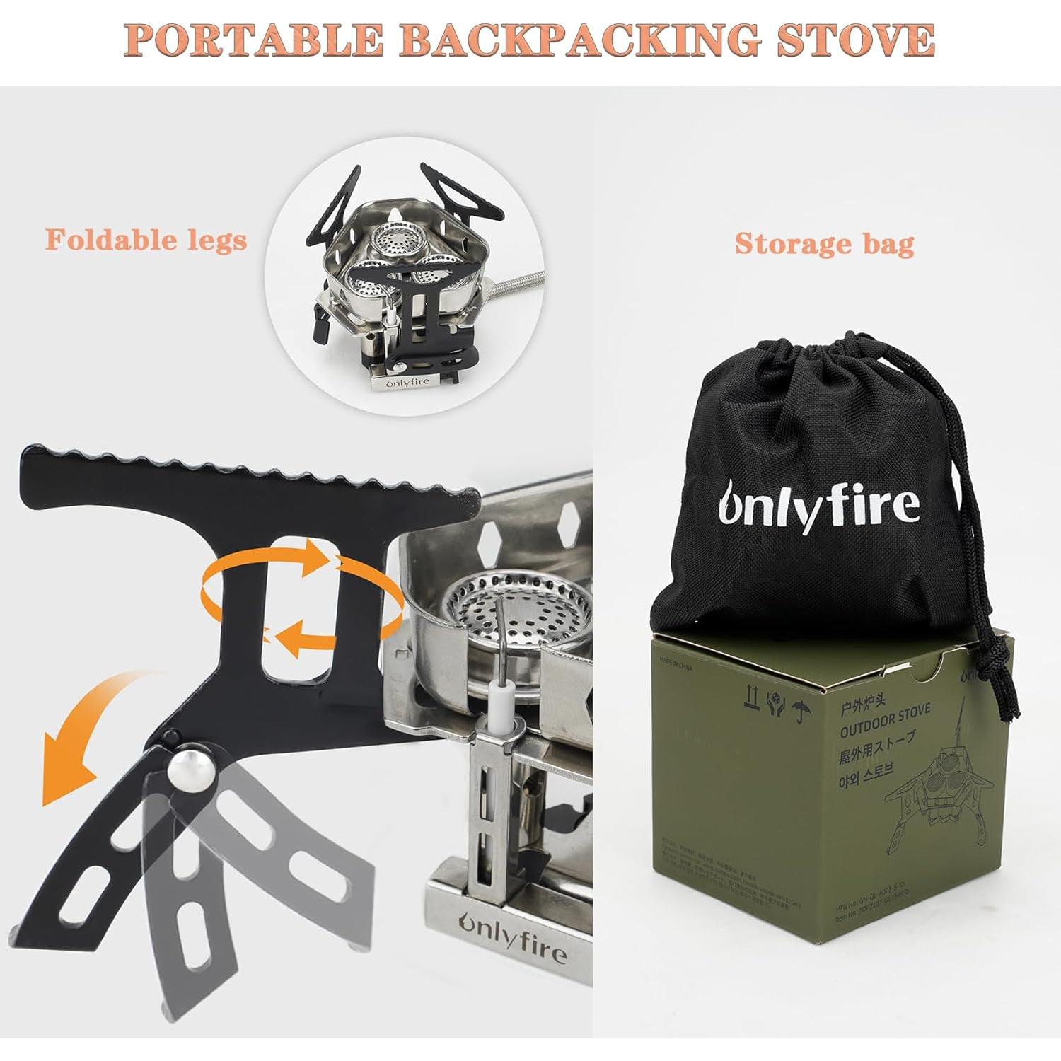 Estufa de Camping Portátil ONLYFIRE GS334, 6800W, 3 Combustibles