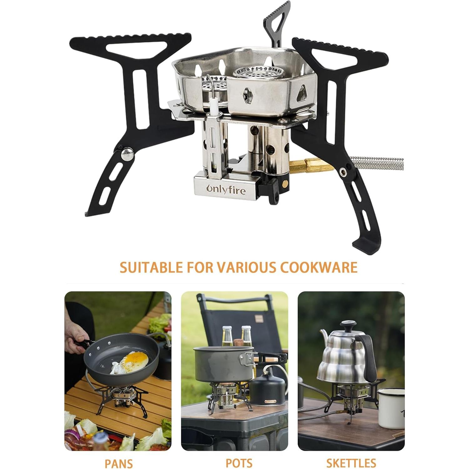 Estufa de Camping Portátil ONLYFIRE GS334, 6800W, 3 Combustibles