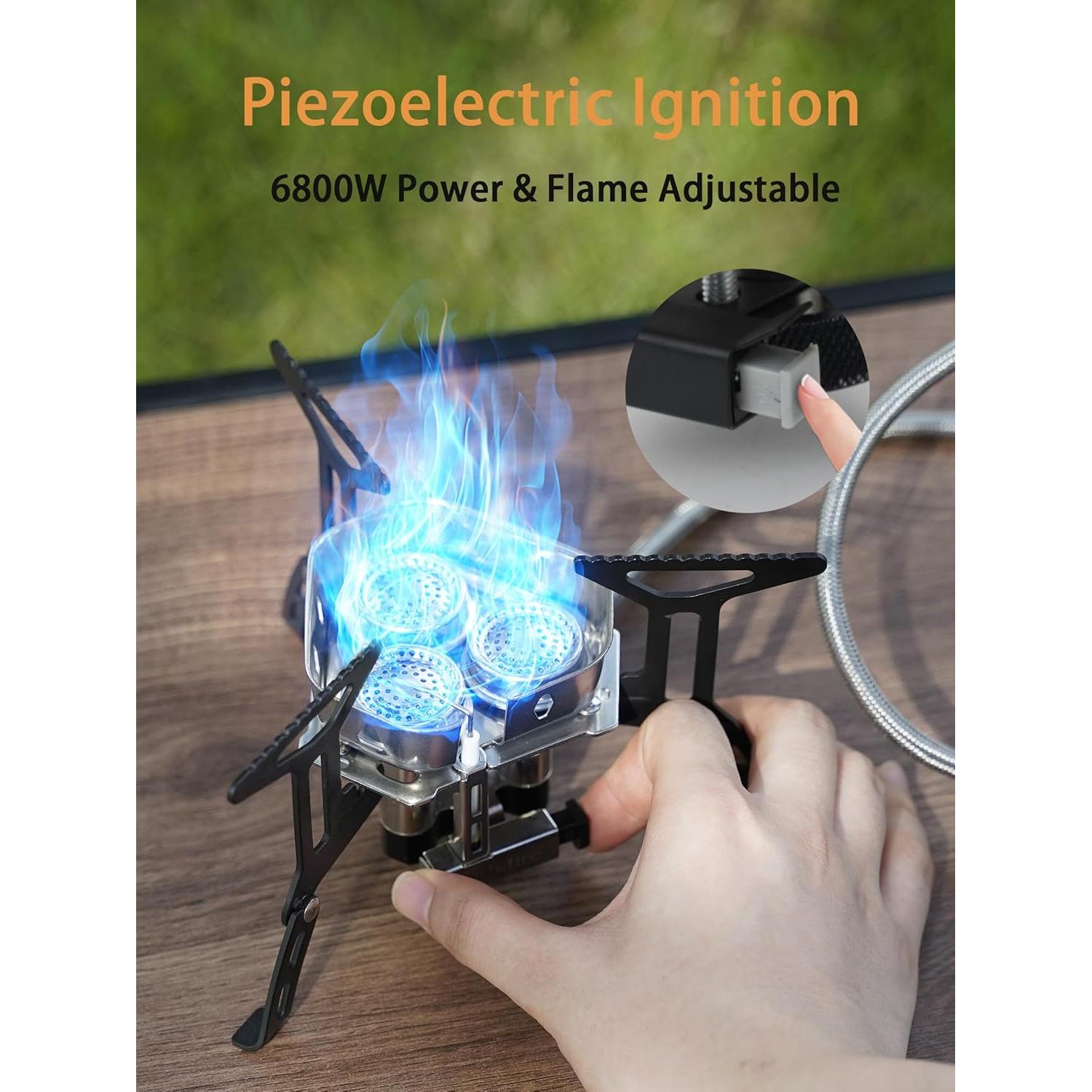 Estufa de Camping Portátil ONLYFIRE GS334, 6800W, 3 Combustibles