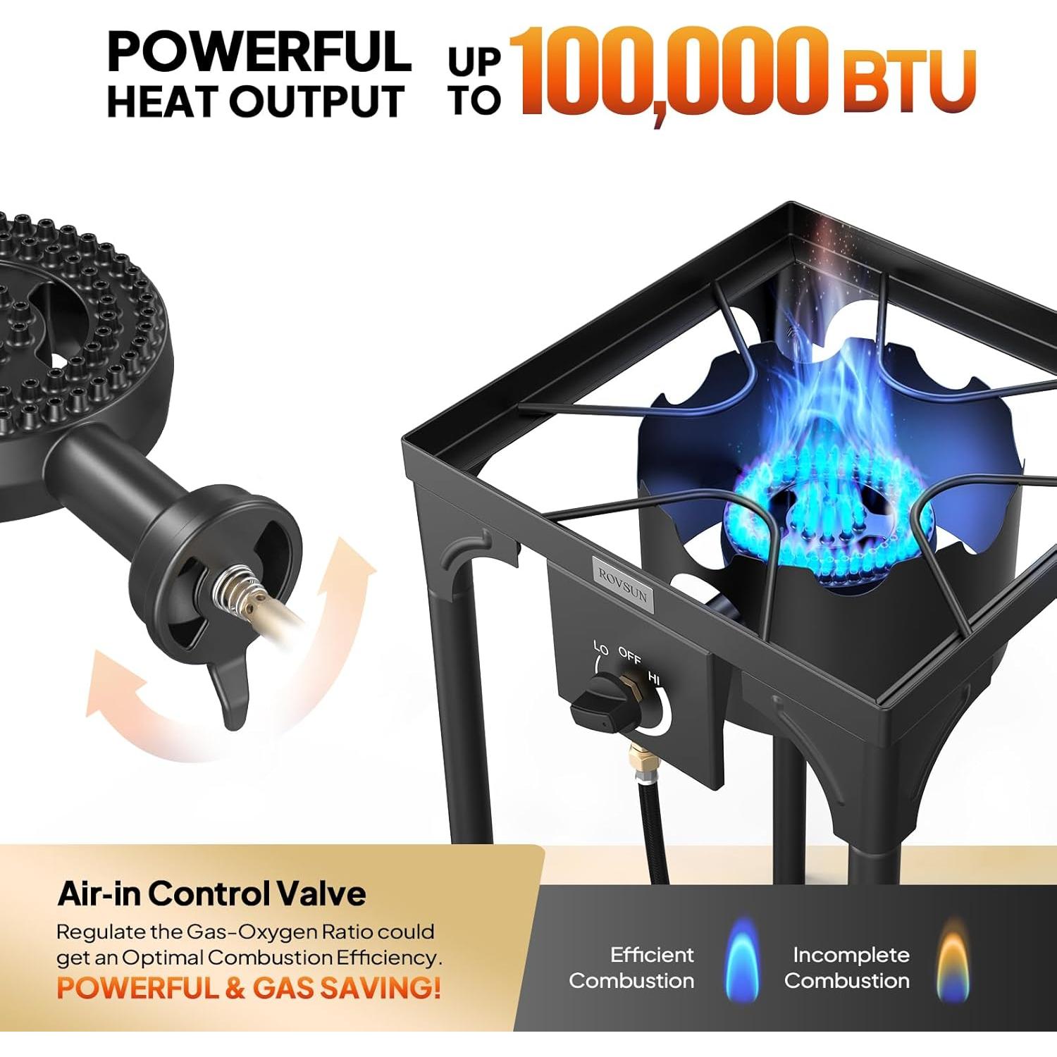 Estufa de Gas Portátil ROVSUN 100,000 BTU Propano Camping