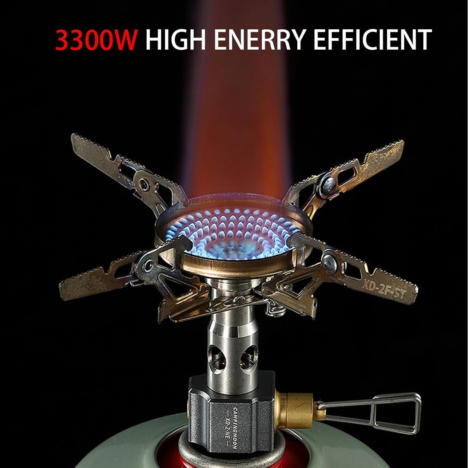 Campingmoon Portable Camping Gas Stove Ultralight Backpacking Stove With 4-Flex Outdoor Hiking Gear (XD-NE-2F(No Igniter))