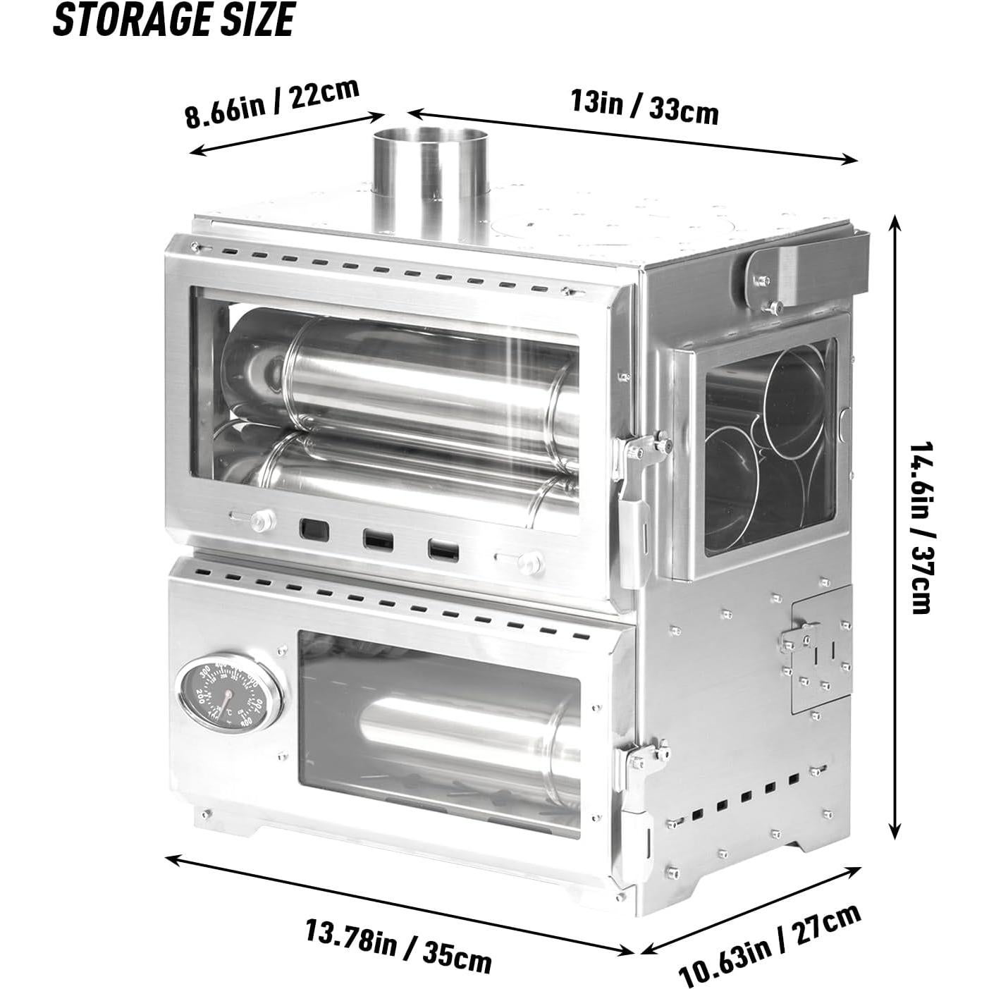 Horno de Leña POMOLY Baker para Camping, Acero Inoxidable