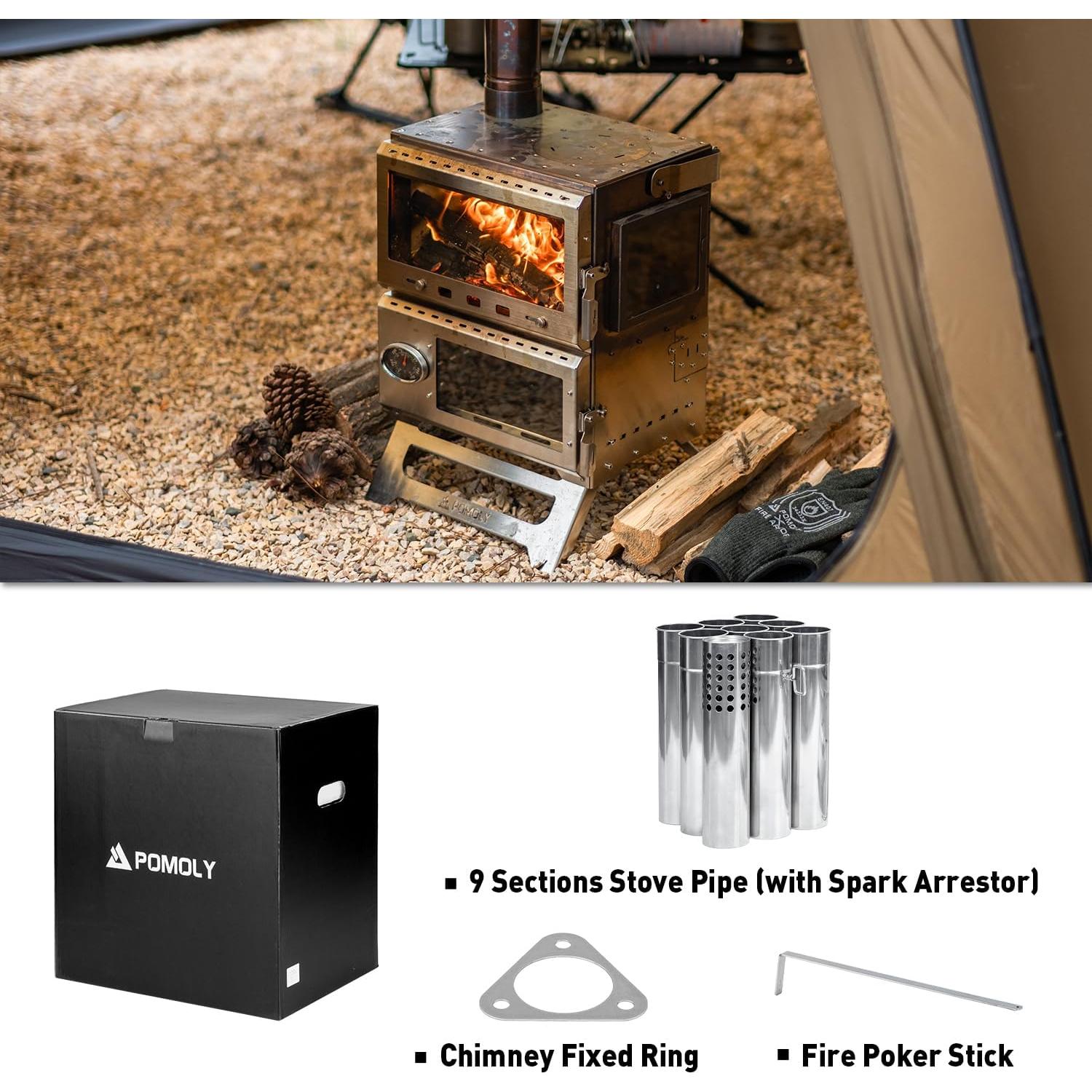 Horno de Leña POMOLY Baker para Camping, Acero Inoxidable