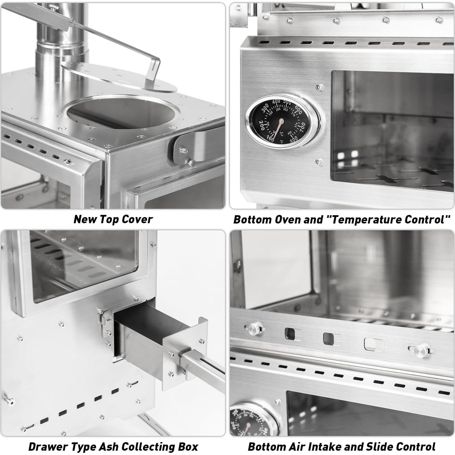 Horno de Leña POMOLY Baker para Camping, Acero Inoxidable