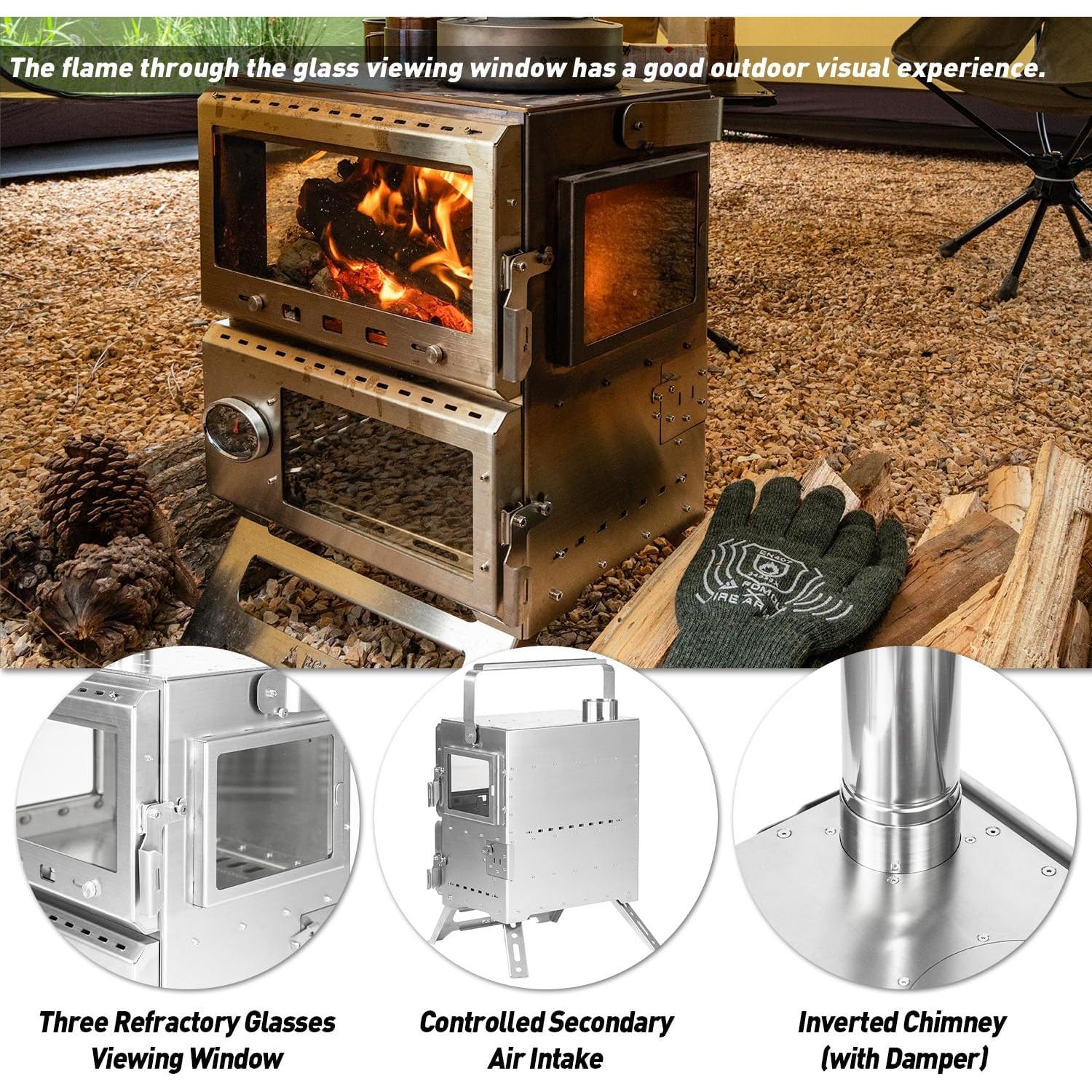 Horno de Leña POMOLY Baker para Camping, Acero Inoxidable