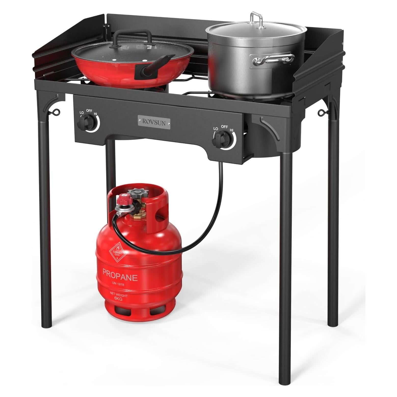 Estufa de Camping ROVSUN 2 Quemadores 150,000 BTU Gas Propano