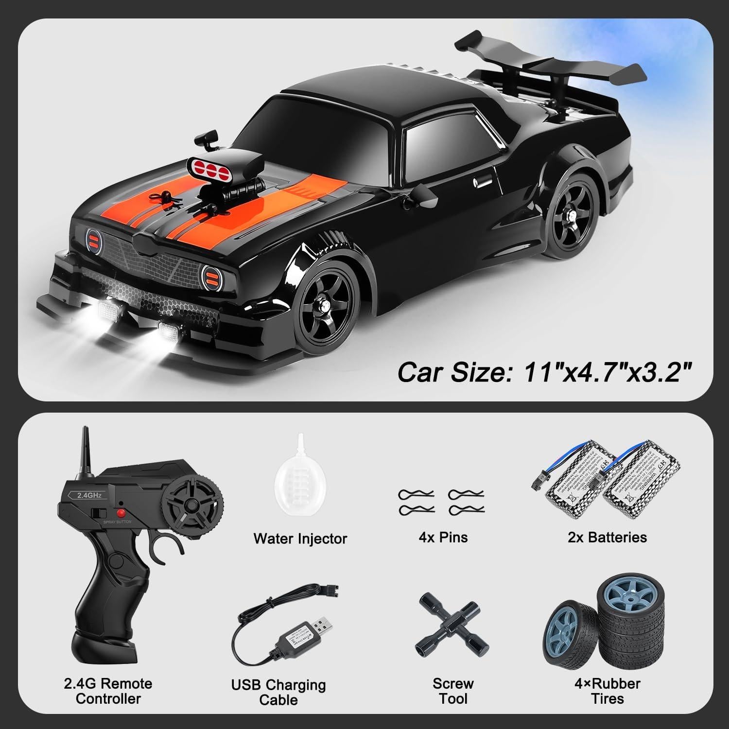 Coche RC Drift Fistone 1:16 4WD 18KM/H con Luces LED