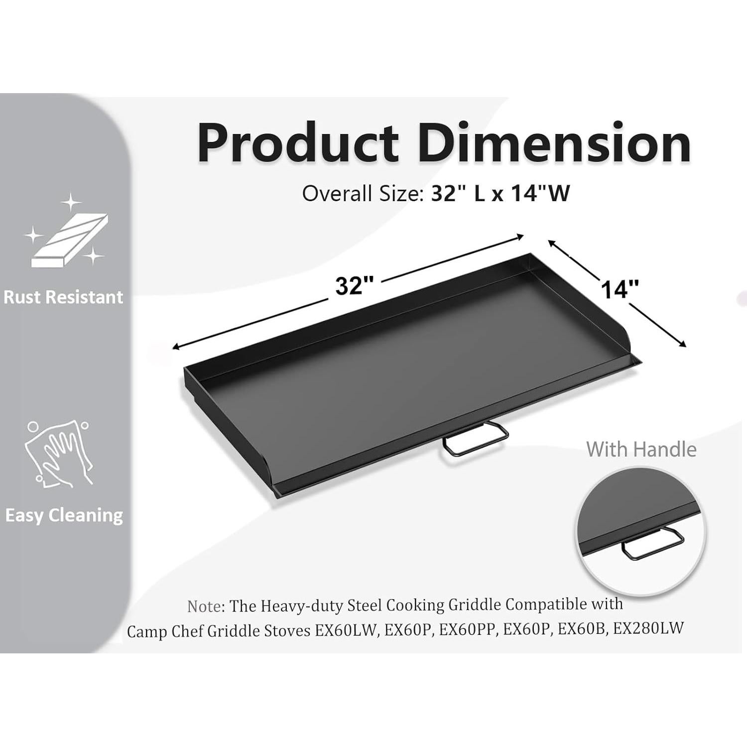 Plancha de Acero BBQ777 35.5 x 81.3 cm para Estufas Camp Chef