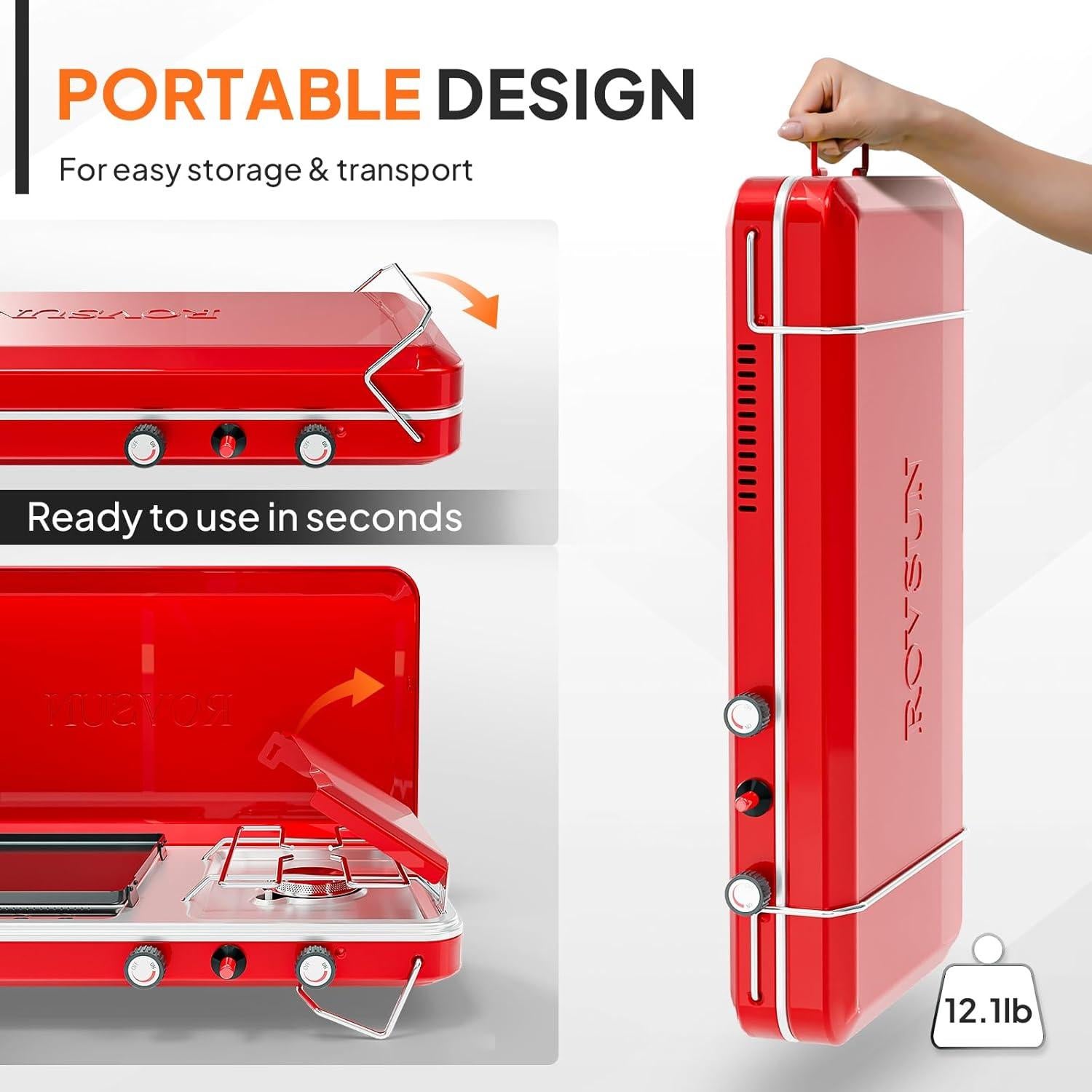 Estufa de Camping Portátil ROVSUN 2-en-1 Gas 10000 BTU