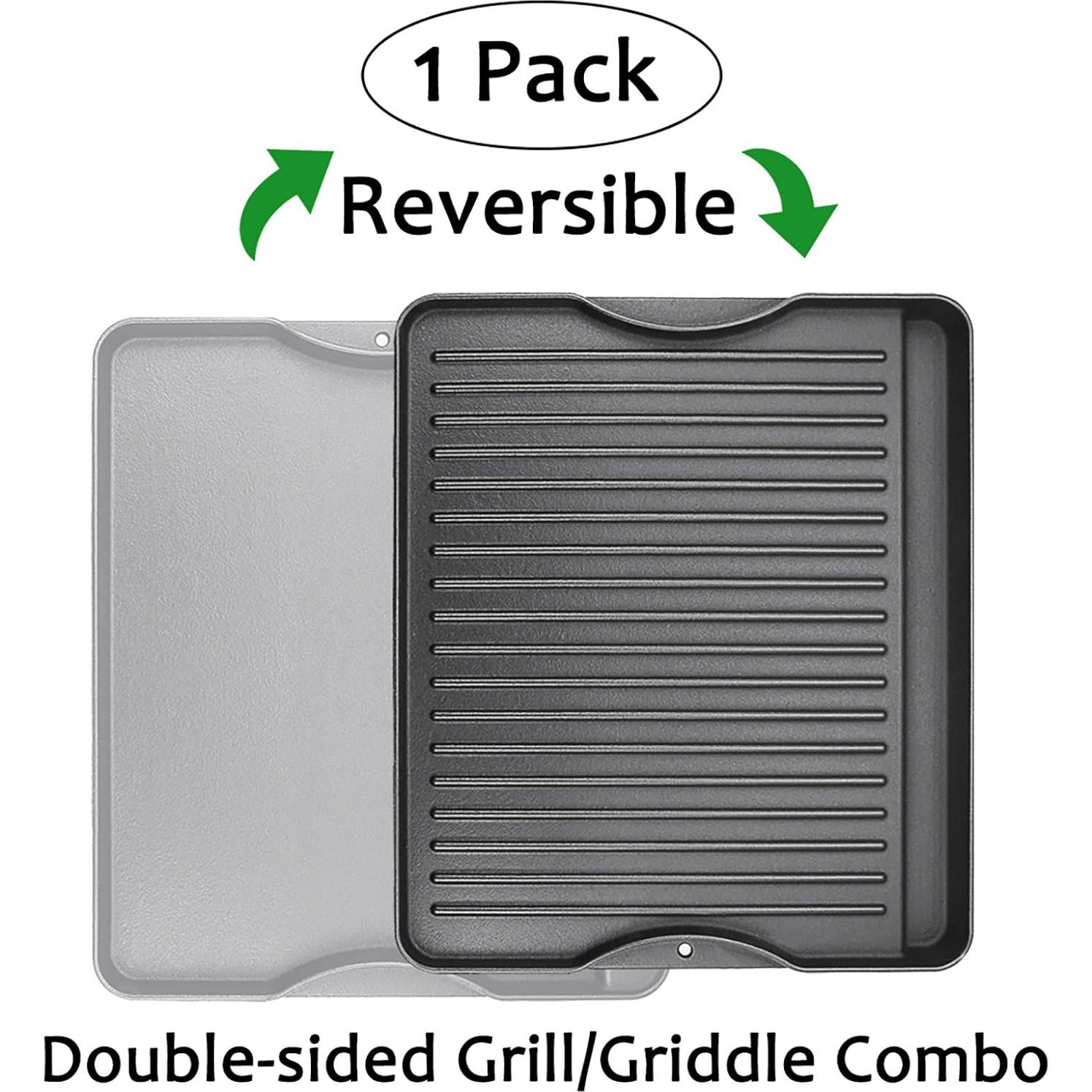 Utheer Reversible Grill Griddle for All Camp Chef 14" & 16" Stoves Cast Iron Griddle, for Camp Chef Explorer 2-Burner Stove,3-Burner, Single Burner Outdoor Stove, 1 Pack