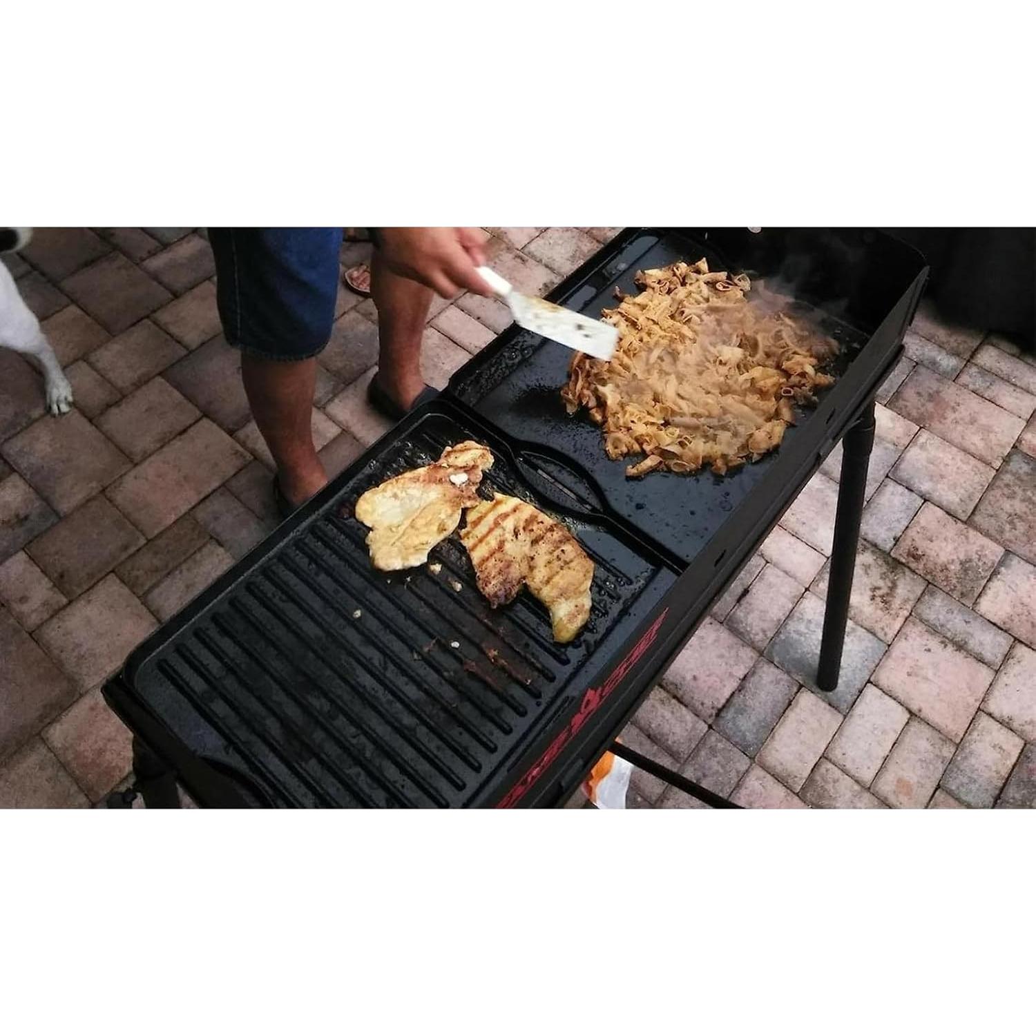 Utheer Reversible Grill Griddle for All Camp Chef 14" & 16" Stoves Cast Iron Griddle, for Camp Chef Explorer 2-Burner Stove,3-Burner, Single Burner Outdoor Stove, 1 Pack