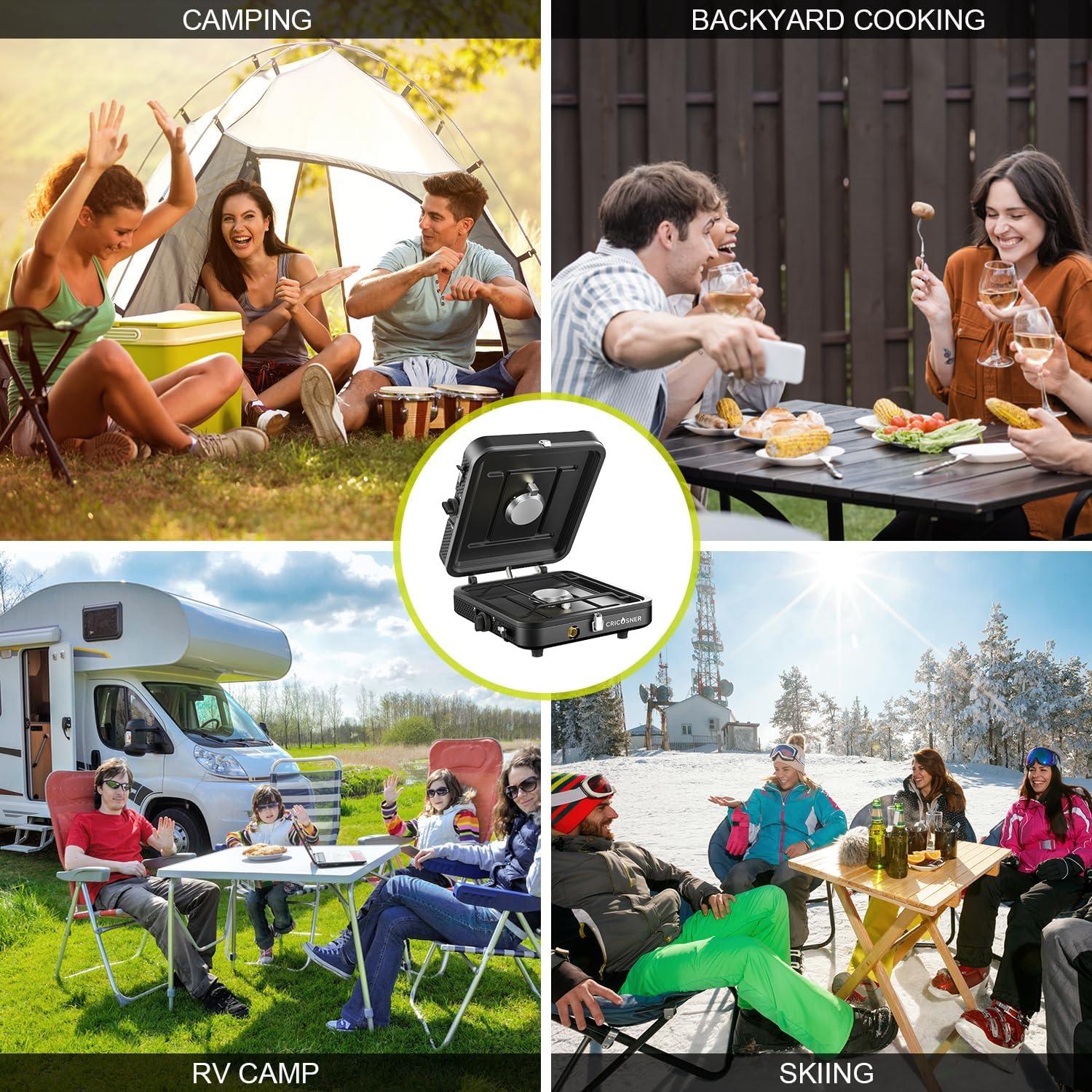 Estufa de Camping Cricosner 2 Quemadores Propano 17200 BTU