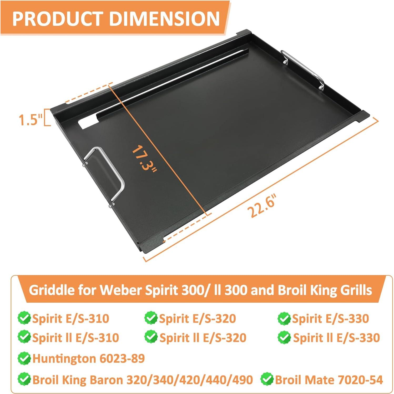 Plancha de Acero AJinTeby 57.4x43.9 cm para Weber y Broil King