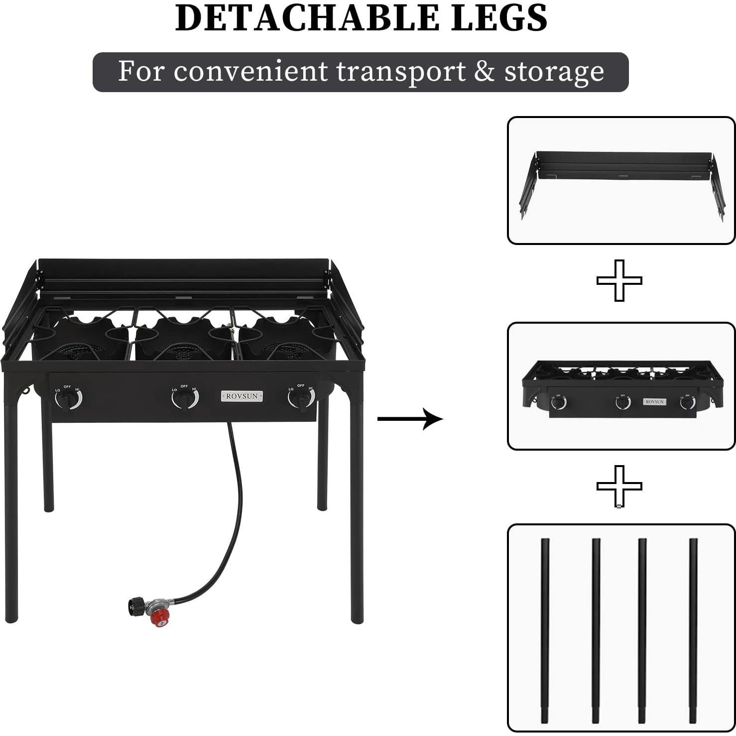 Estufa de Gas Propano ROVSUN 3 Quemadores 150,000 BTU