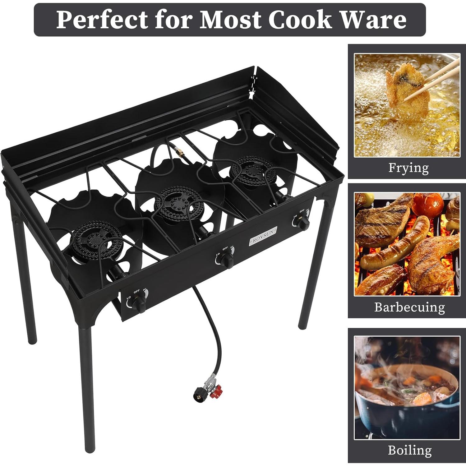 Estufa de Gas Propano ROVSUN 3 Quemadores 150,000 BTU