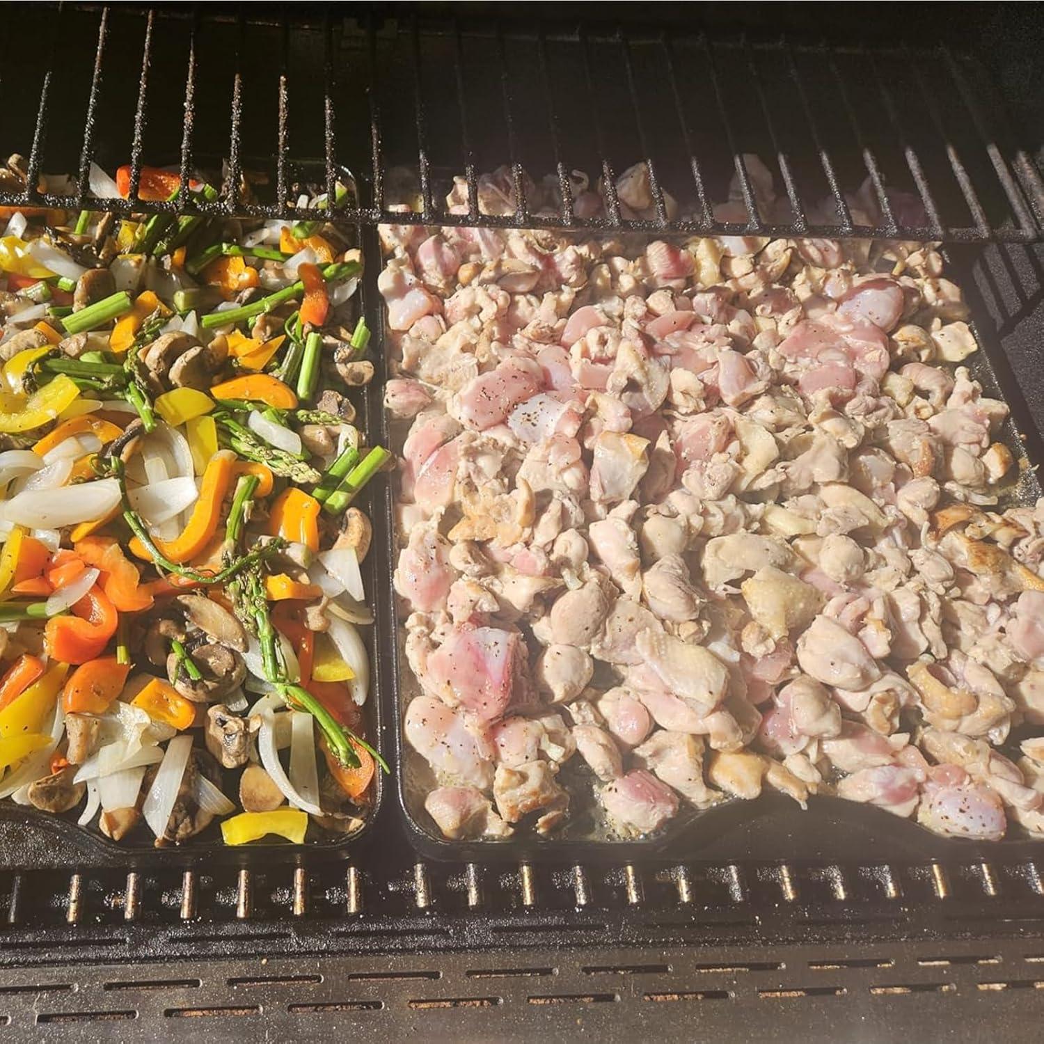 Cast Iron Reversible Griddle for Camp Chef, Universal Stove Top Griddle for Most 4 Burner Stove/Charcoal/Gas/Propane/Electric Grill Pan, Large Flat Top Plate for Outdoor Camping Accessories,16" x 24"