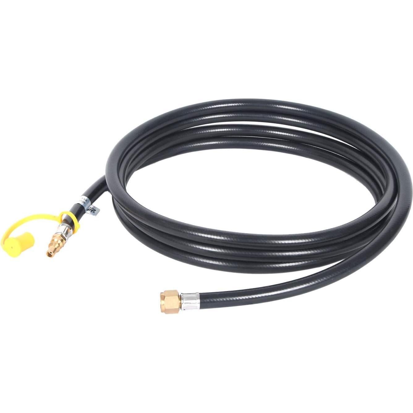 12FT RV Quick Connect Propane Hose for Camp Chef Stove and Portable Fire Pit Connection，3/8” Female Flare Fitting x 1/4" Full Flow Male Plug
