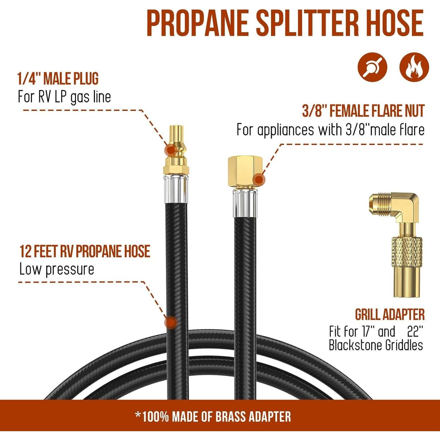 Manguera de Propano 12 Pies Alloxity con Conexión Rápida