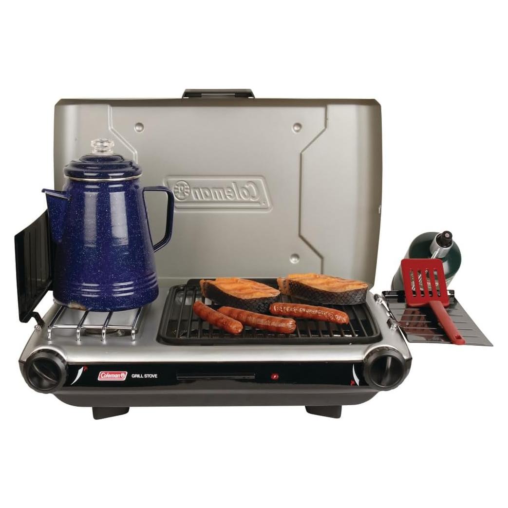 Parrilla y Estufa Coleman Mesa 2-en-1 20000 BTUs Gas Propano