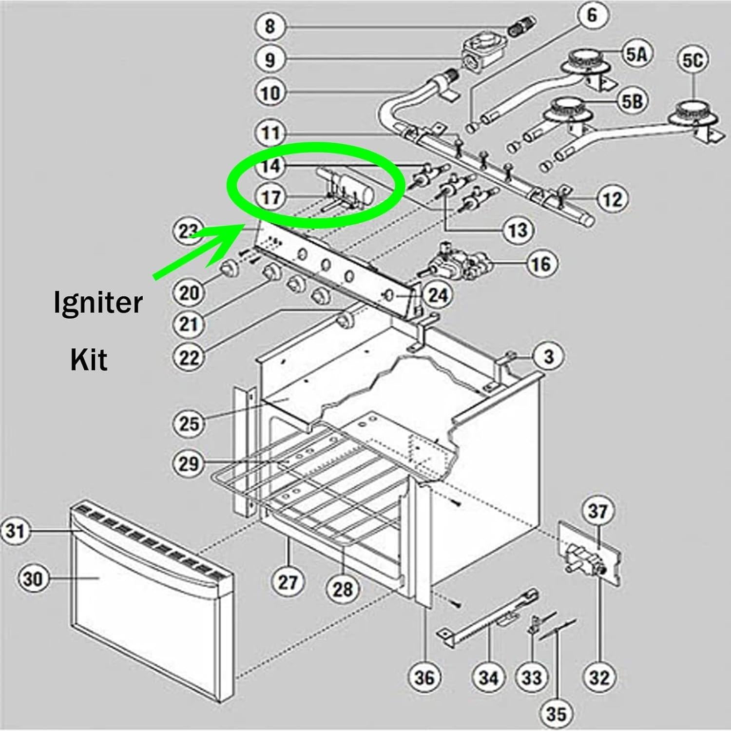 Kit de encendedor piezoeléctrico MENSI para estufas RV 3-4 quemadores