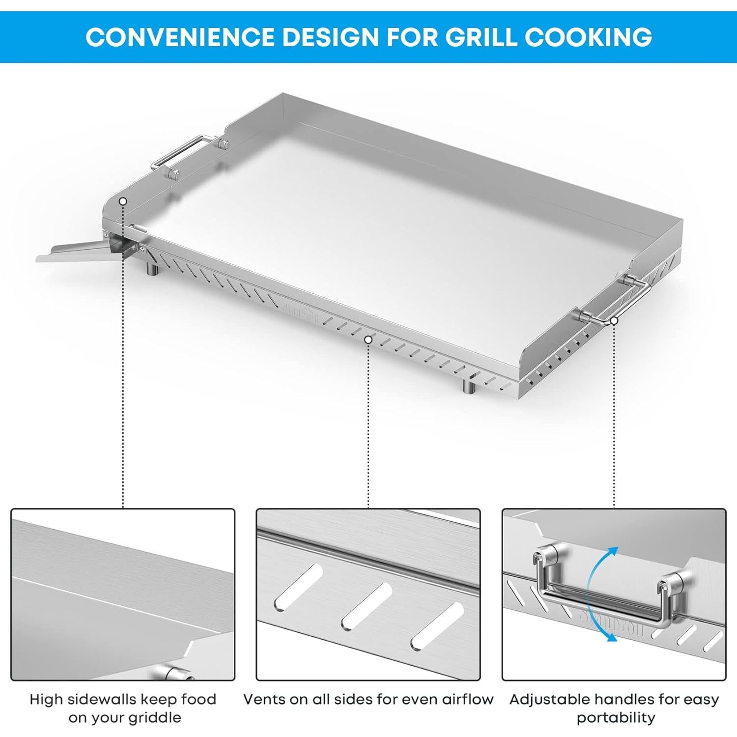 Plancha de Acero Inoxidable Stanbroil 71.1 x 43.2 cm para Parrillas