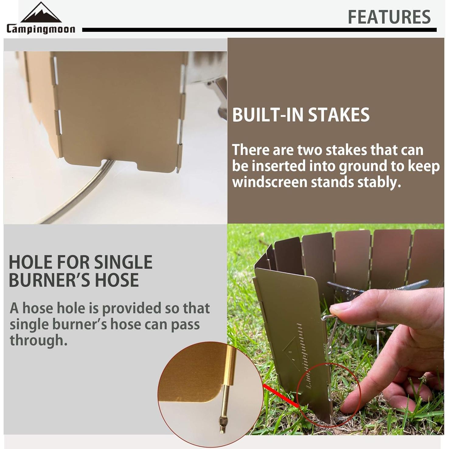 Paravientos Plegable Camping Moon YD-10 para Estufa 10 Placas