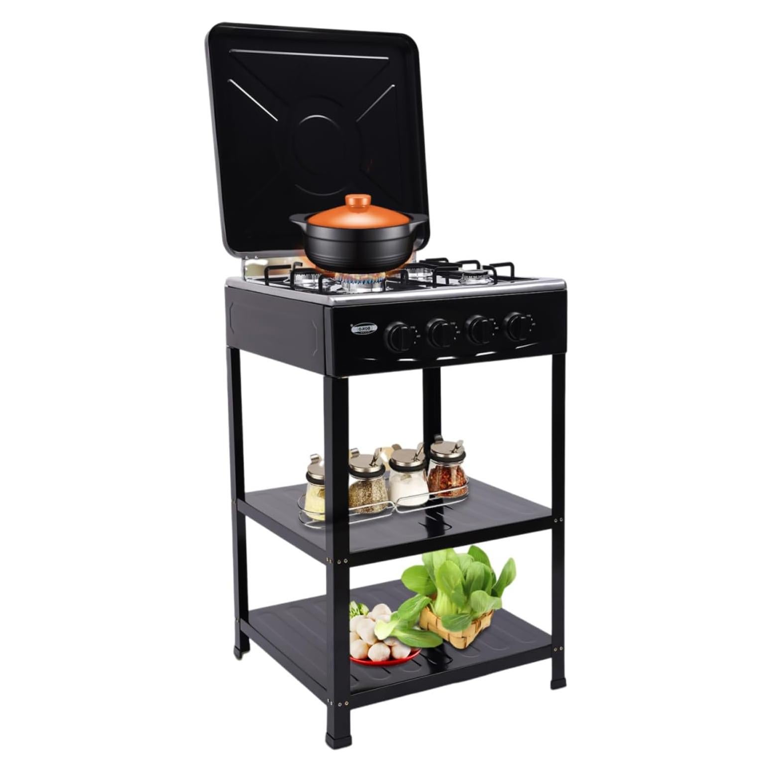 Estufa de Gas Portátil Juckeyroot 4 Quemadores Negra 79cm