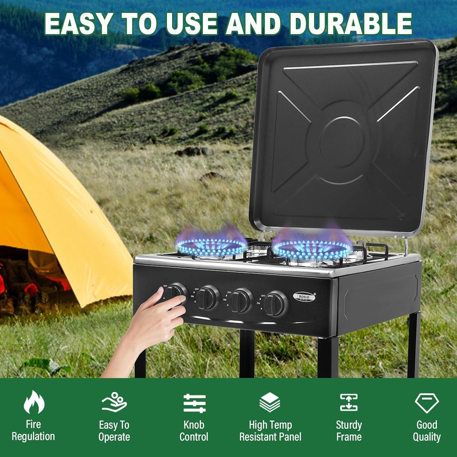 Estufa de Gas Portátil Juckeyroot 4 Quemadores Negra 79cm