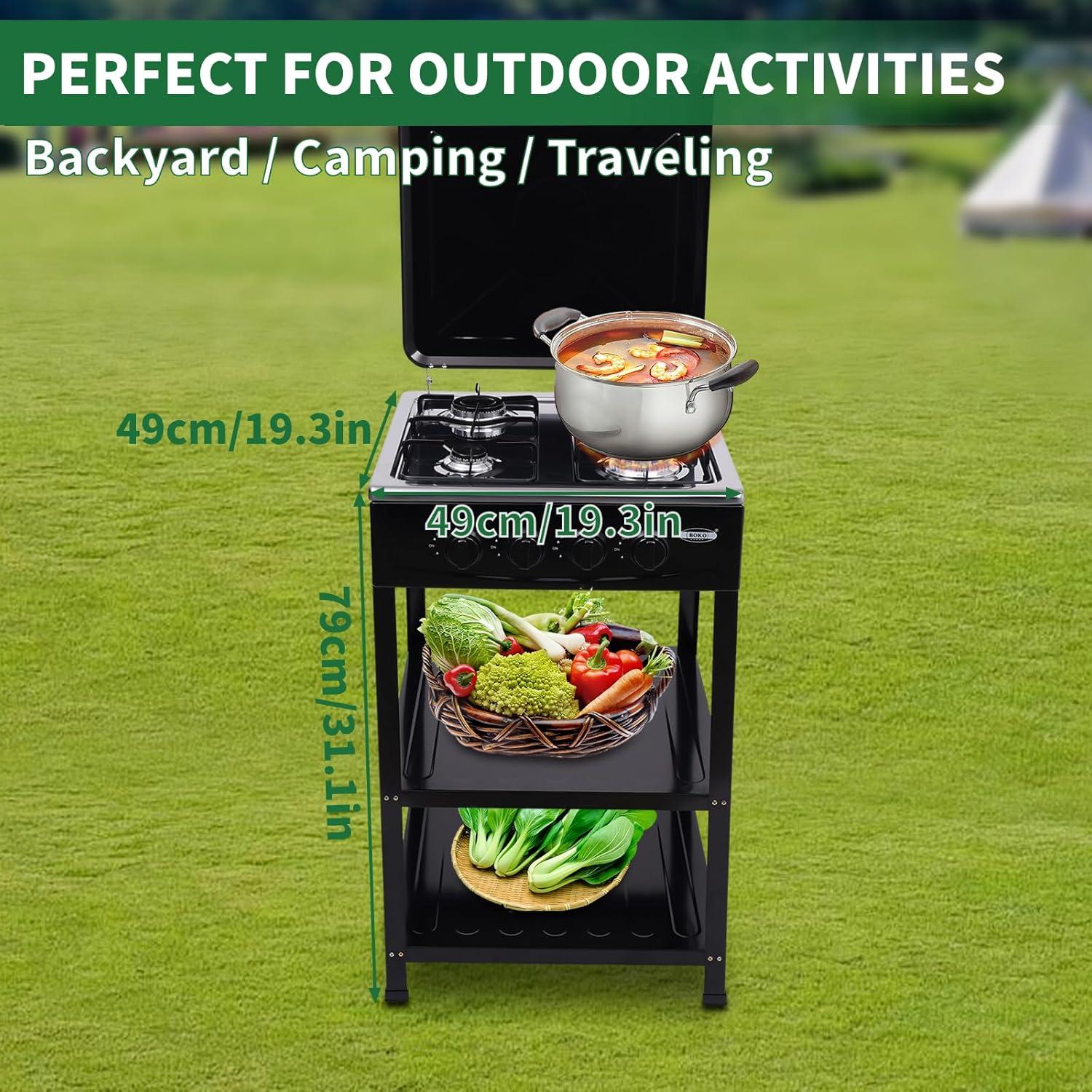 Estufa de Gas Portátil Juckeyroot 4 Quemadores Negra 79cm
