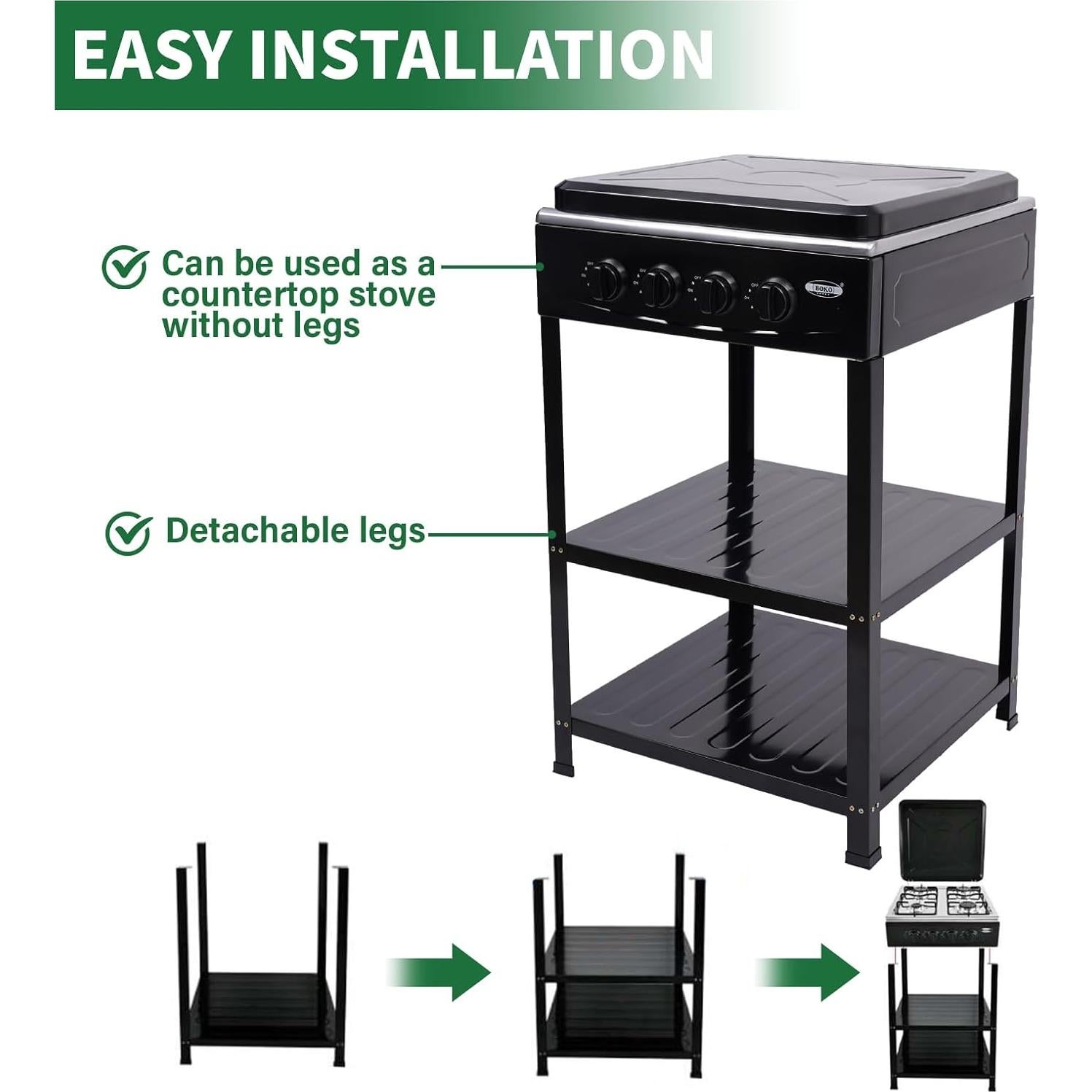 Estufa de Gas Portátil Juckeyroot 4 Quemadores Negra 79cm