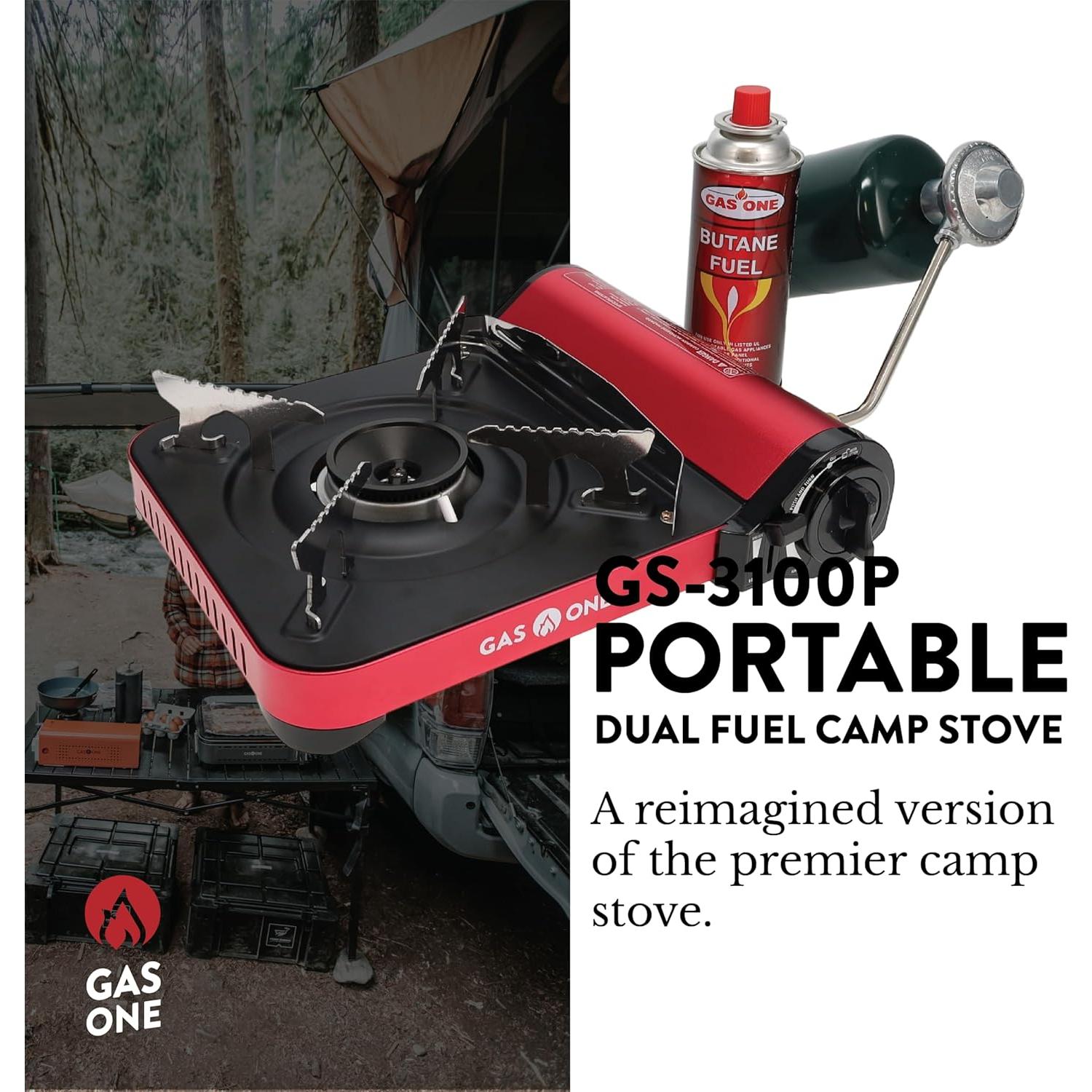 Estufa de Camping Gas One GS-3100P Doble Combustible 12000 BTU
