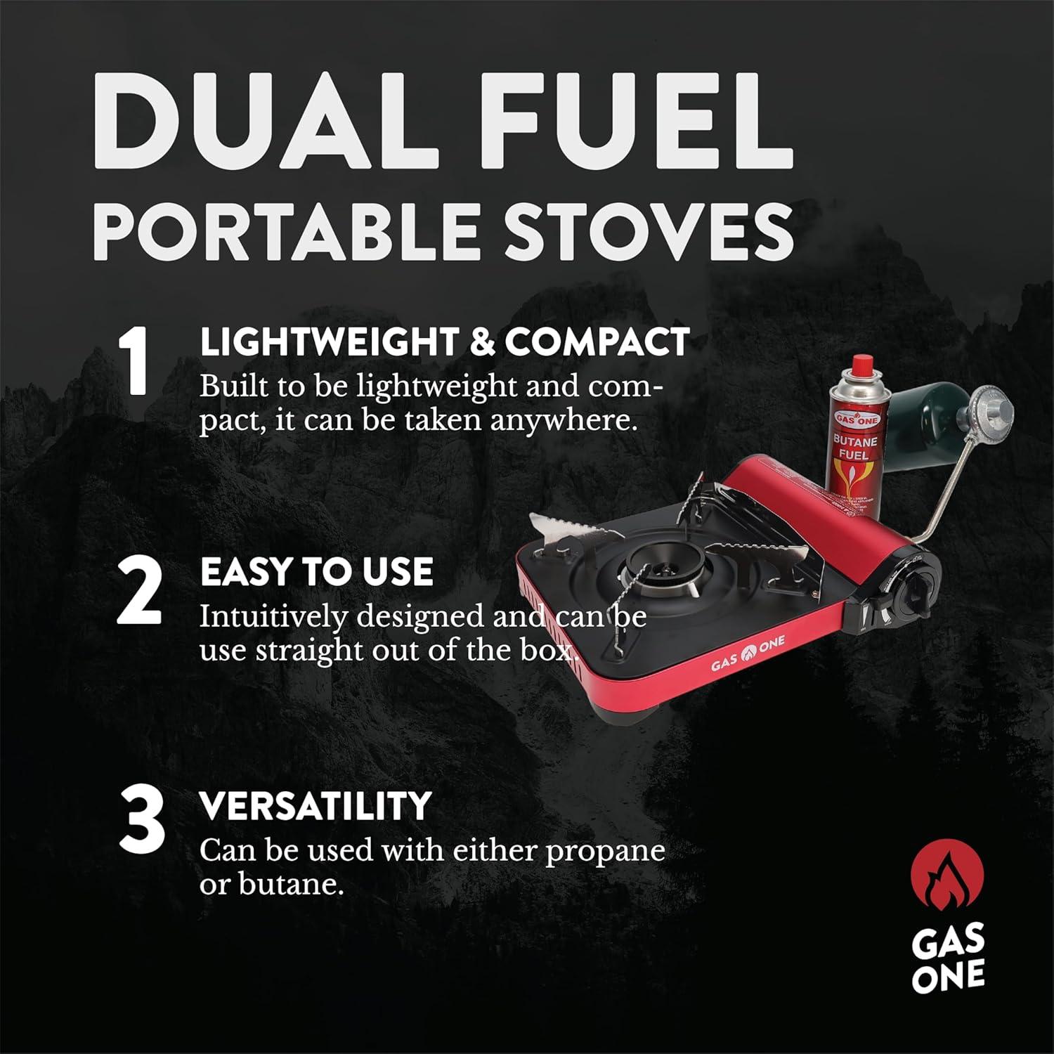 Estufa de Camping Gas One GS-3100P Doble Combustible 12000 BTU