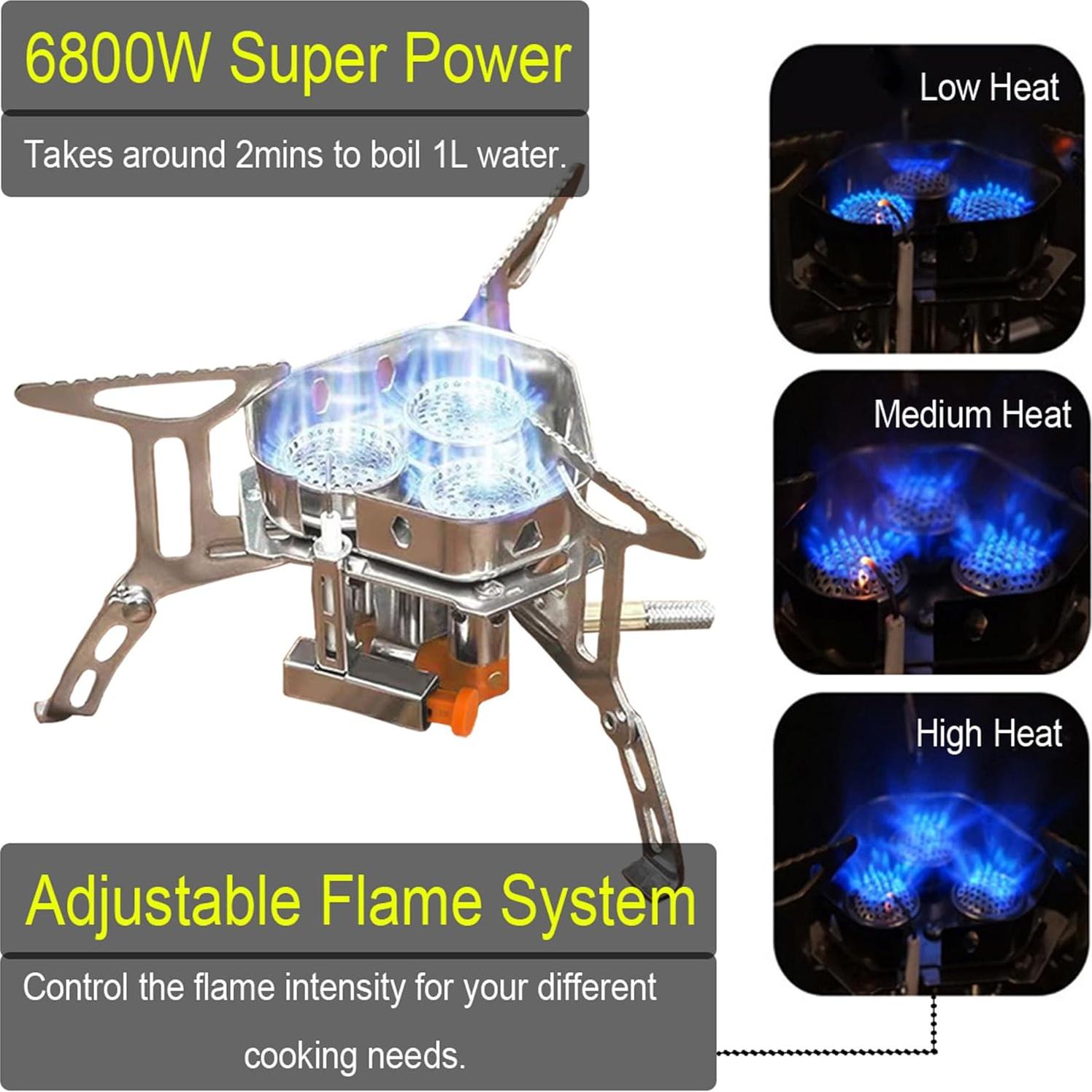 Estufa de Camping Propano 6800W con Encendido Piezoeléctrico