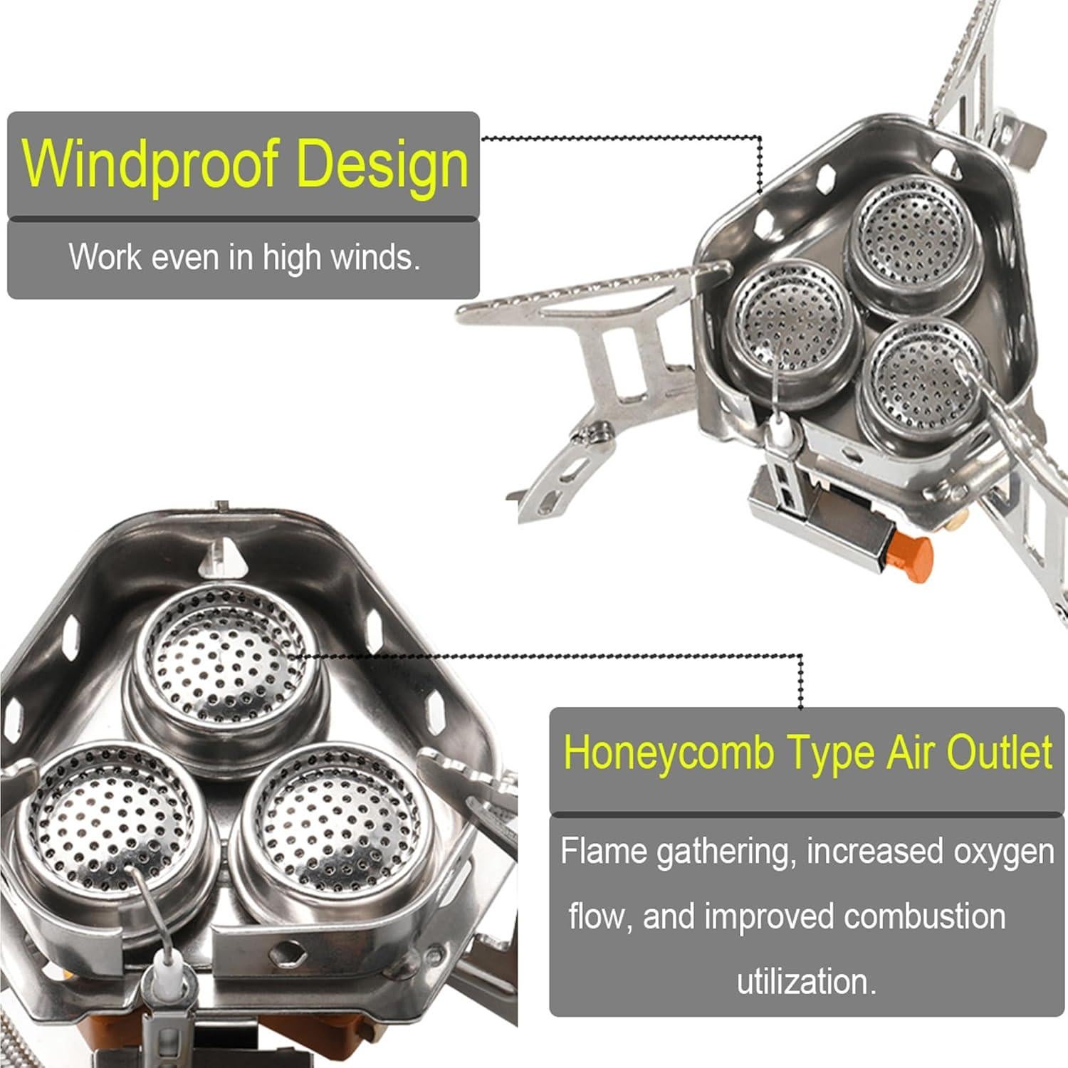 Estufa de Camping Propano 6800W con Encendido Piezoeléctrico